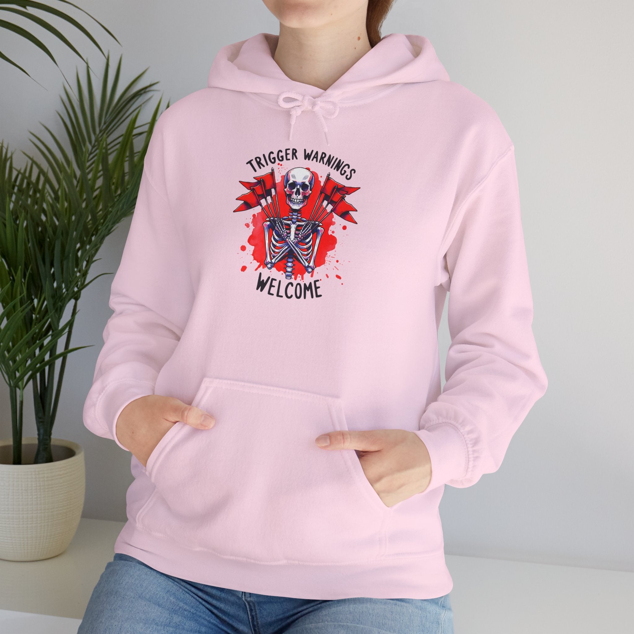 Trigger Warning Skeleton Hoodie - Edgy Skull Graphic Pullover