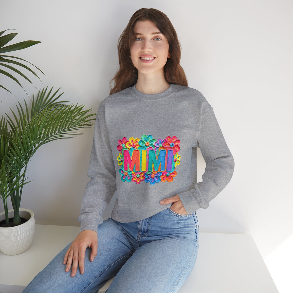 Mimi Floral Crewneck Sweatshirt — Colorful Retro Flower Graphic