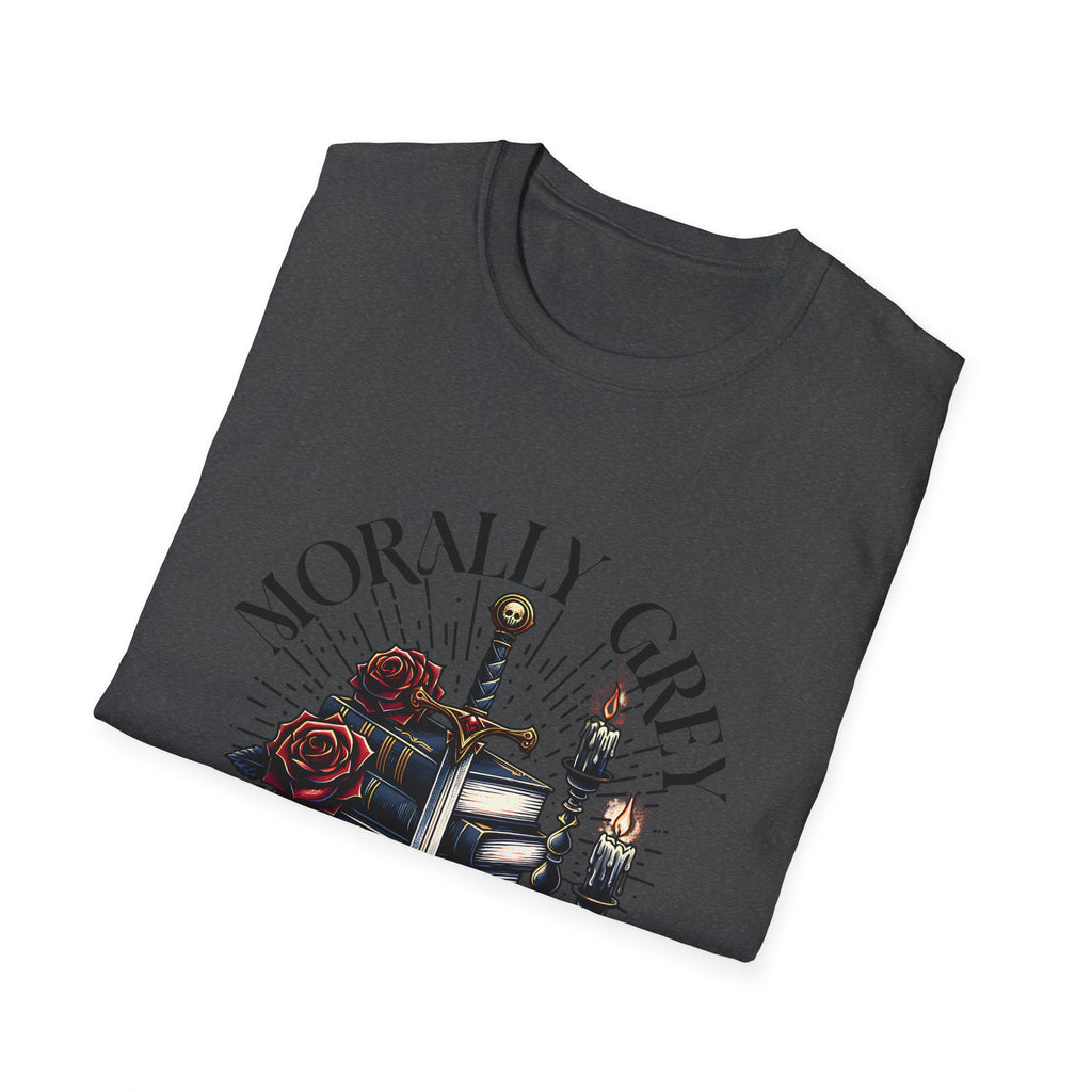 Morbly Girl Book Club T-Shirt — Gothic Rose & Candlelit Book Stack