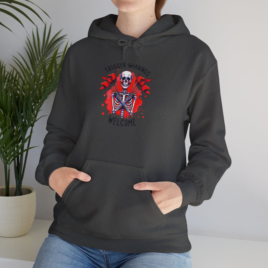 Trigger Warning Skeleton Hoodie - Edgy Skull Graphic Pullover