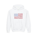 Youth Hoodie — American Flag Made of Fish Graphic (Patriotic Kids Fishing Gift)