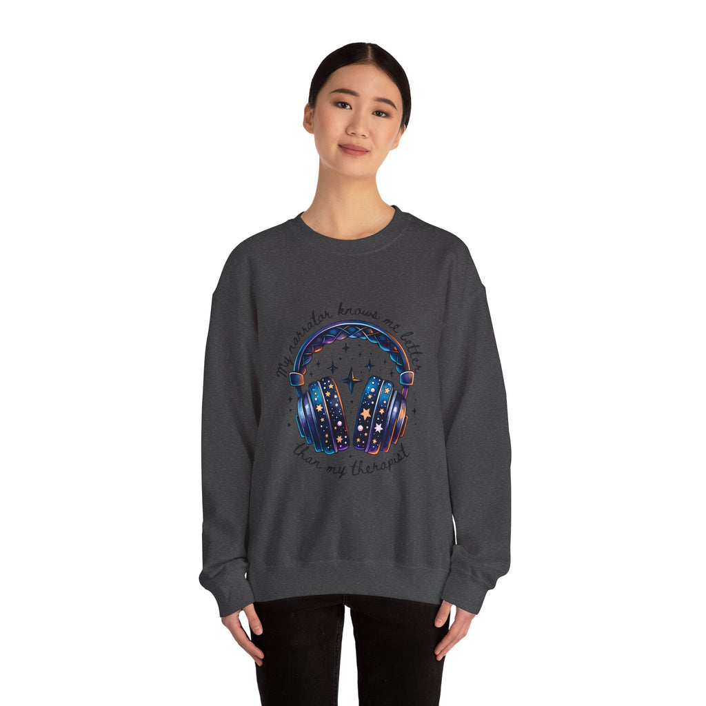 Sweatshirt — “My Navigator Knows Me Better Than My Therapist” Cosmic Headphones Crewneck