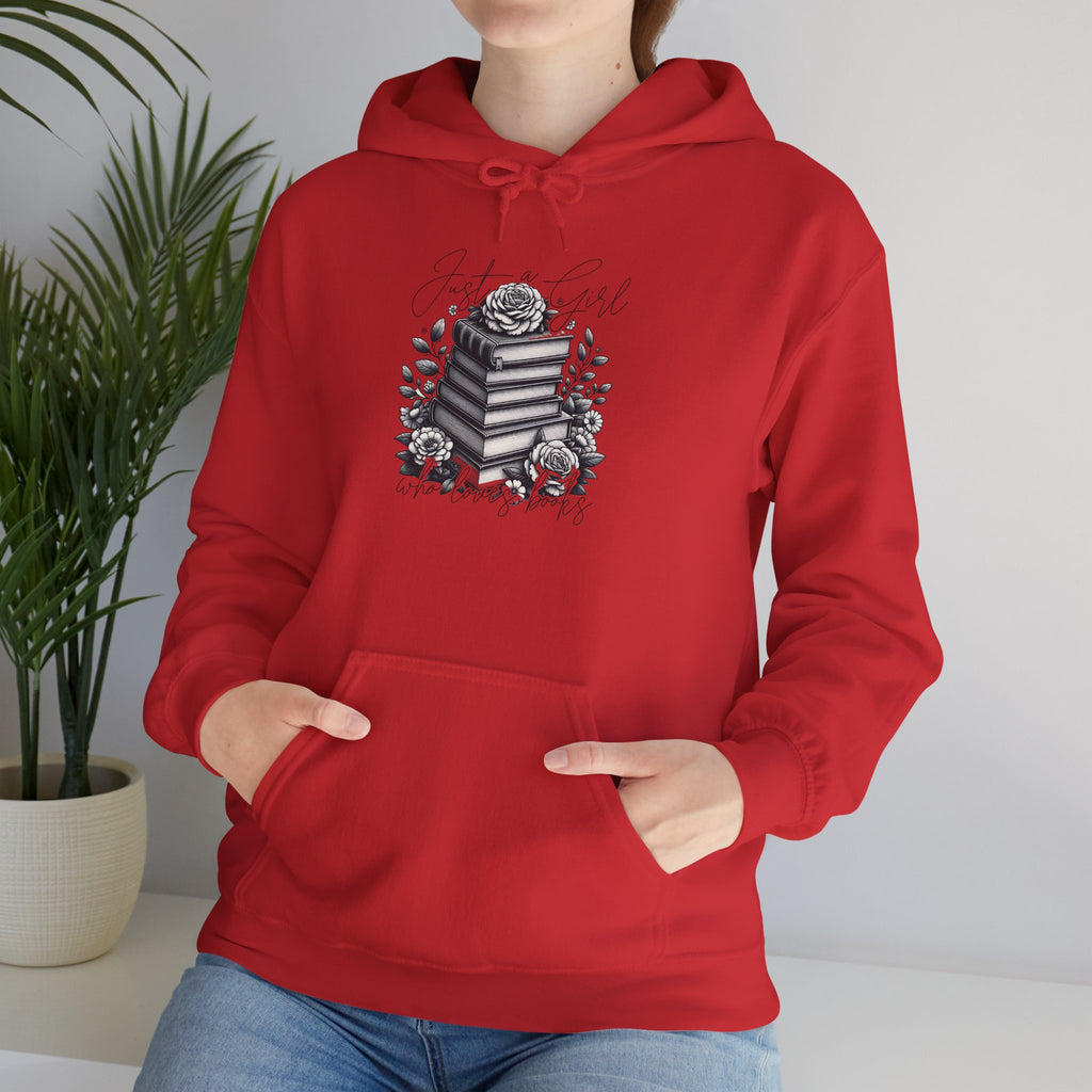 Vintage Stacked Books & Roses Hoodie — Literary Gothic Booklover Sweatshirt