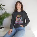 Stressed Since Birth Skull Crewneck Sweatshirt — Retro Neon Leopard Skull Pullover