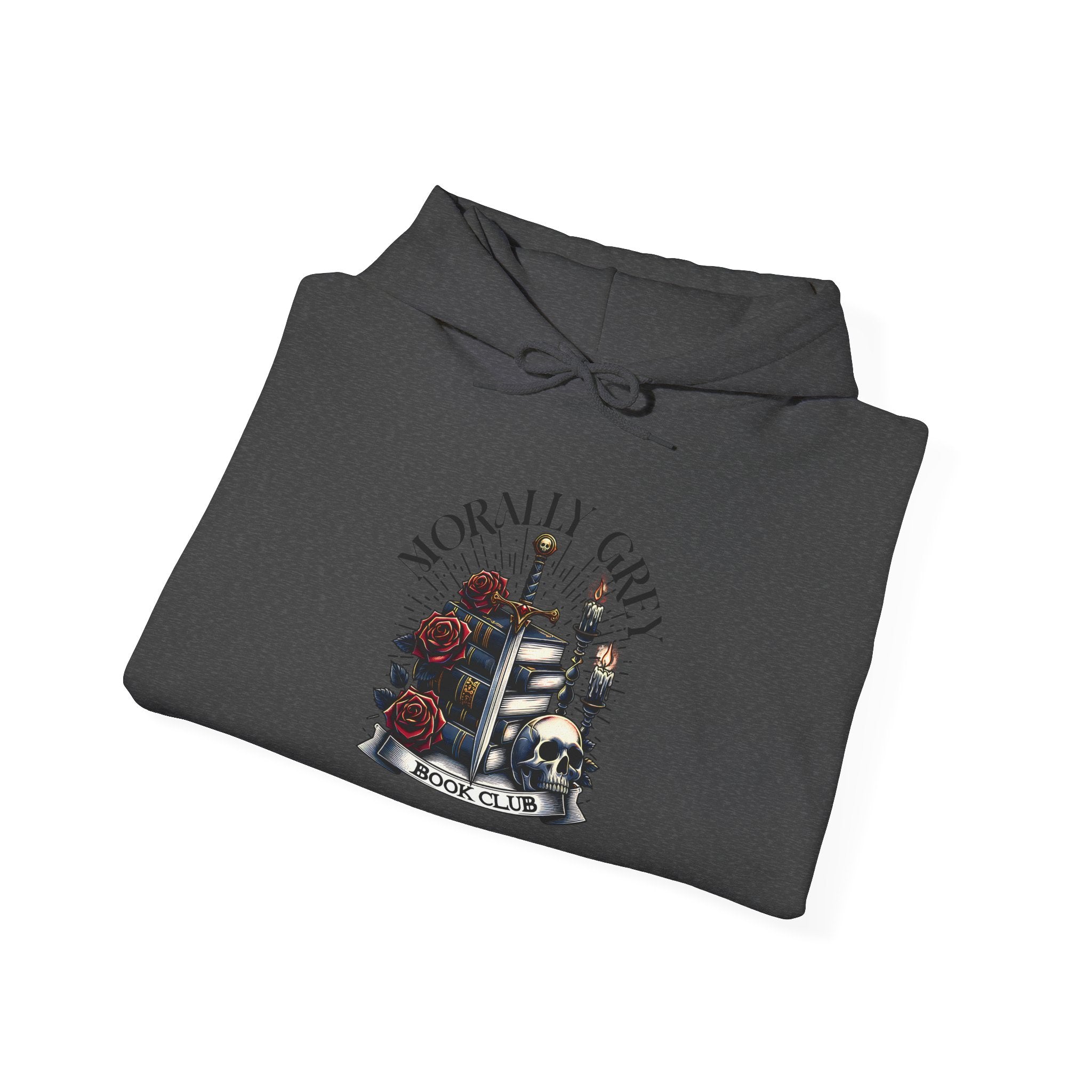 Horror Girl Graphic Hoodie – Gothic Roses & Vintage Candle Illustration