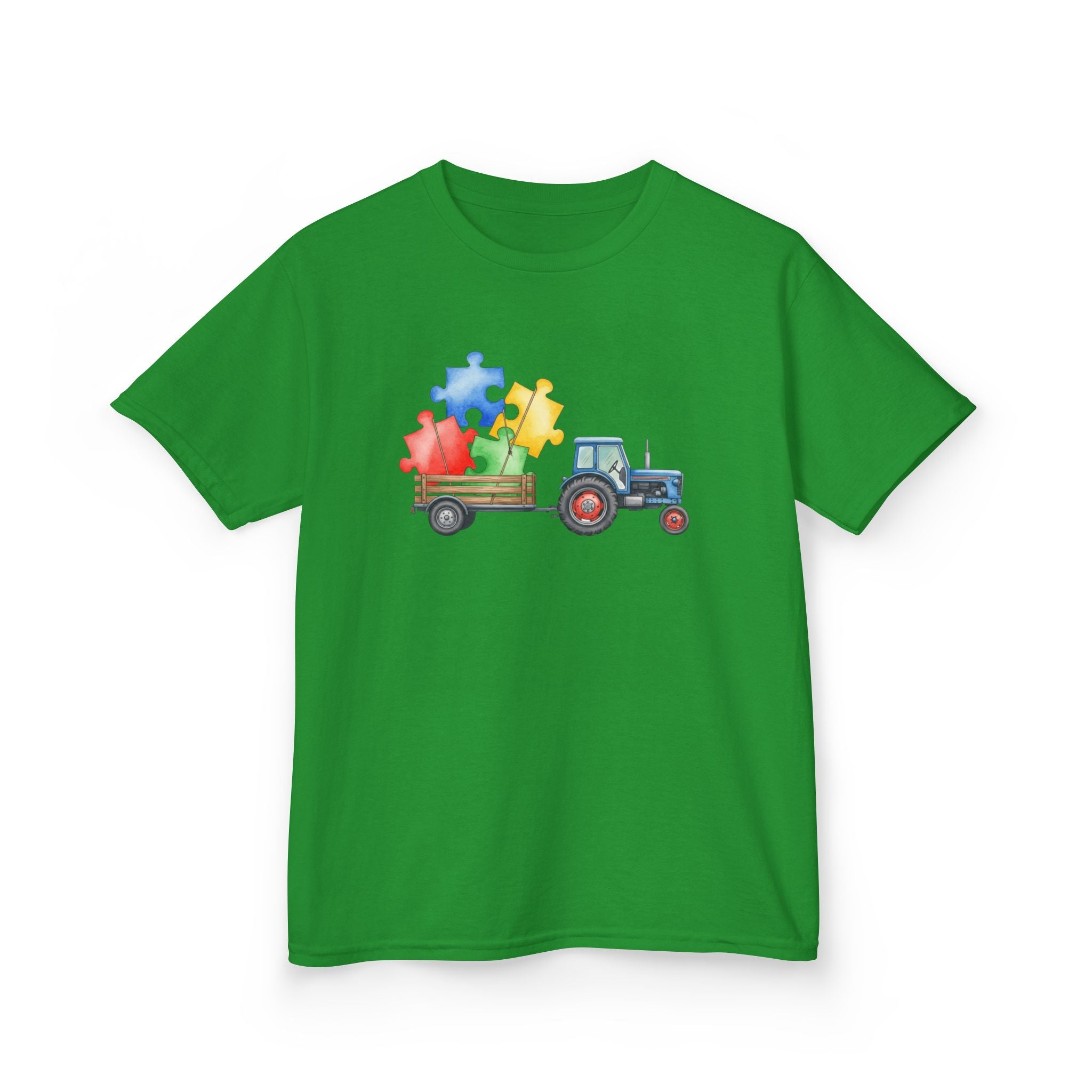 Kids Tractor with Puzzle Pieces T-Shirt — Autism Awareness Farm Tee