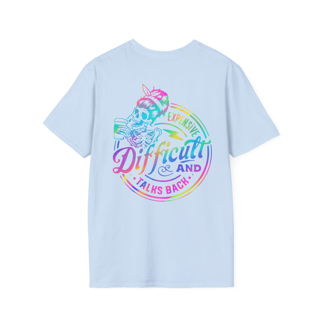 Double-sided Difficult and Talks Back T-Shirt — Colorful Skull Sailor Graphic Tee