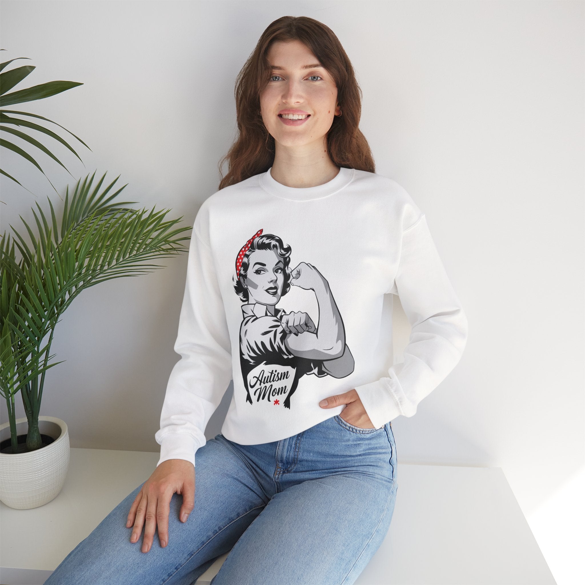 Autism Mom Crewneck Sweatshirt – Retro Rosie 'Autism Mom' Pride Pullover