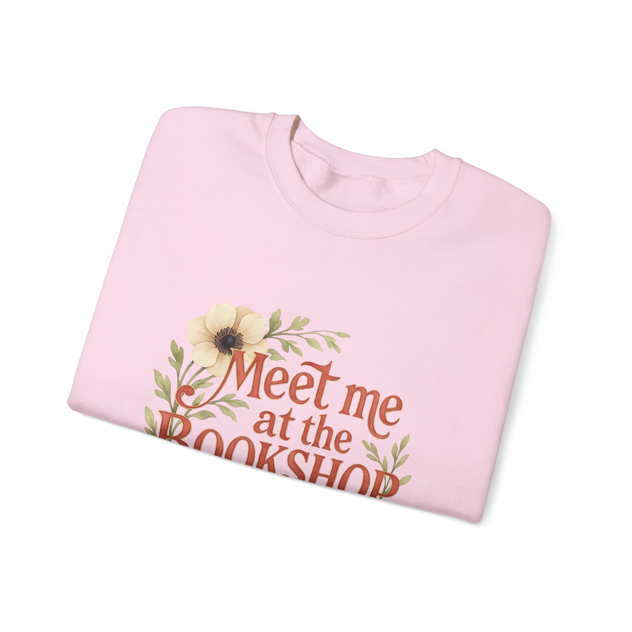Bookshop Sweatshirt — "Meet Me at the Bookshop" Floral Cozy Crewneck