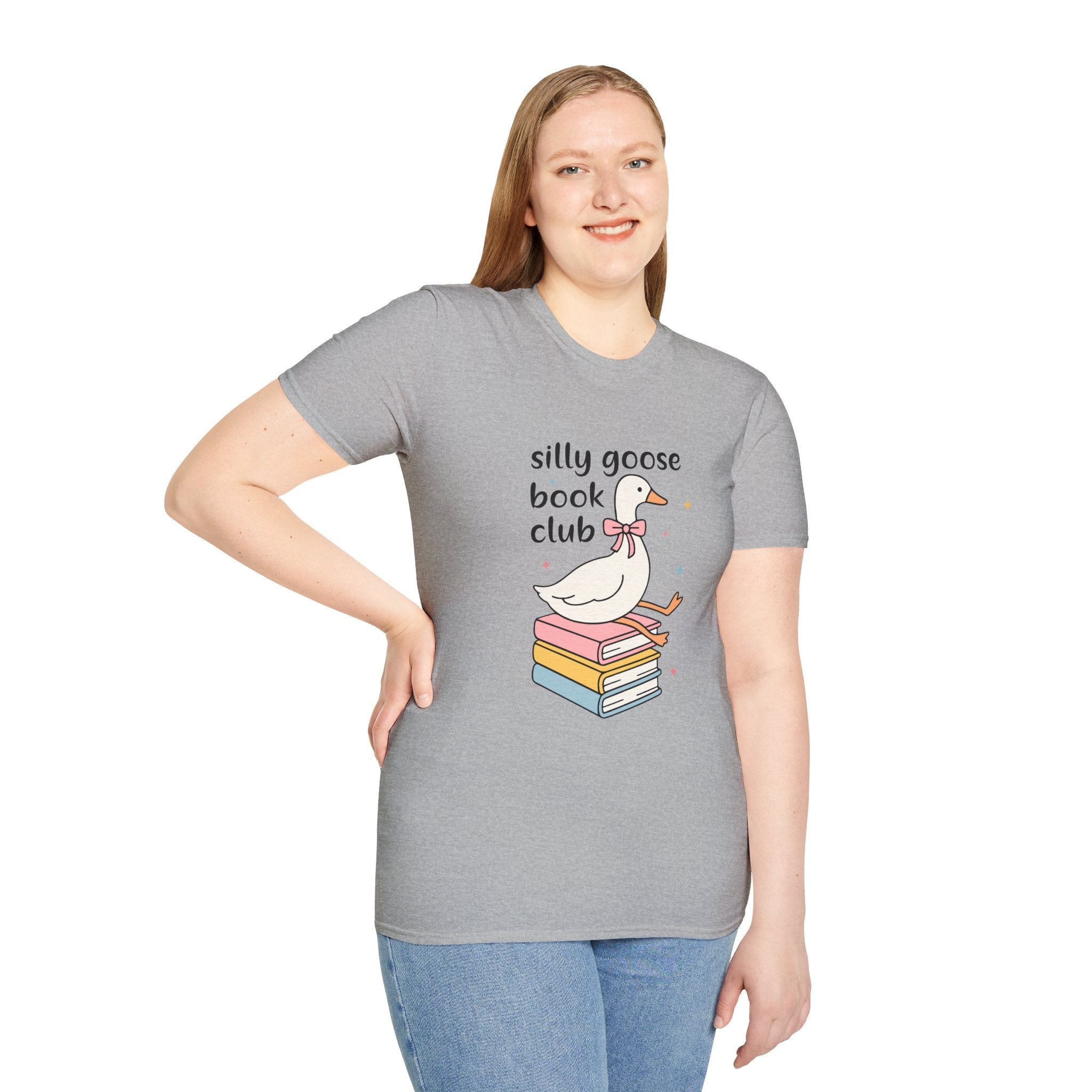 Silly Goose Book Club T-Shirt — Cute Reading Tee with Goose on Books