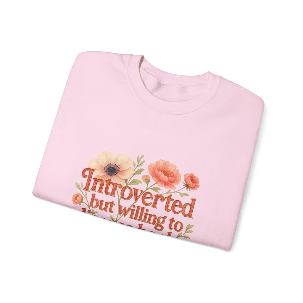 Booklover Sweatshirt — "Introverted but willing to discuss books" Floral Crewneck