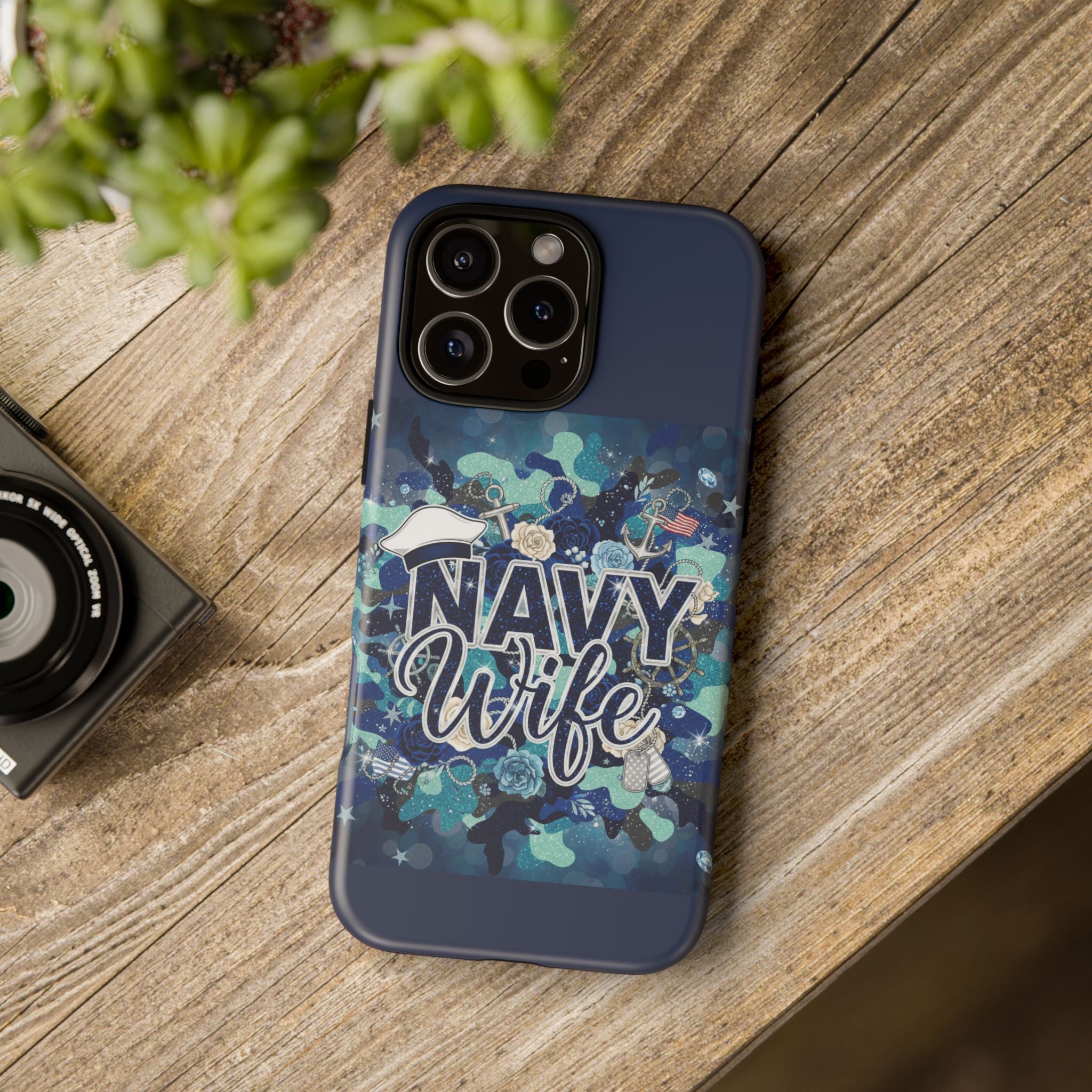 Navy Wife Tough Phone Case — Camouflage Military Tribute Protective Cover