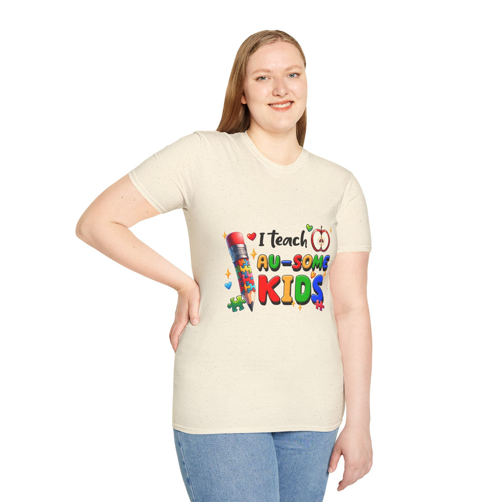 Teacher T-Shirt — "I Teach AU-SOME Kids" Colorful Autism Awareness Tee