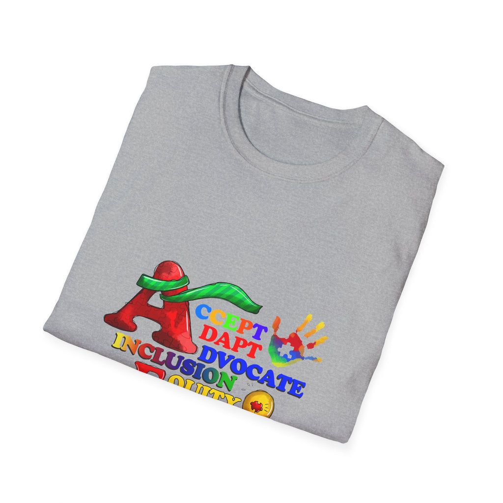 Autism Acceptance Rainbow T-Shirt — "Accept, Adapt, Advocate" Inclusion Tee