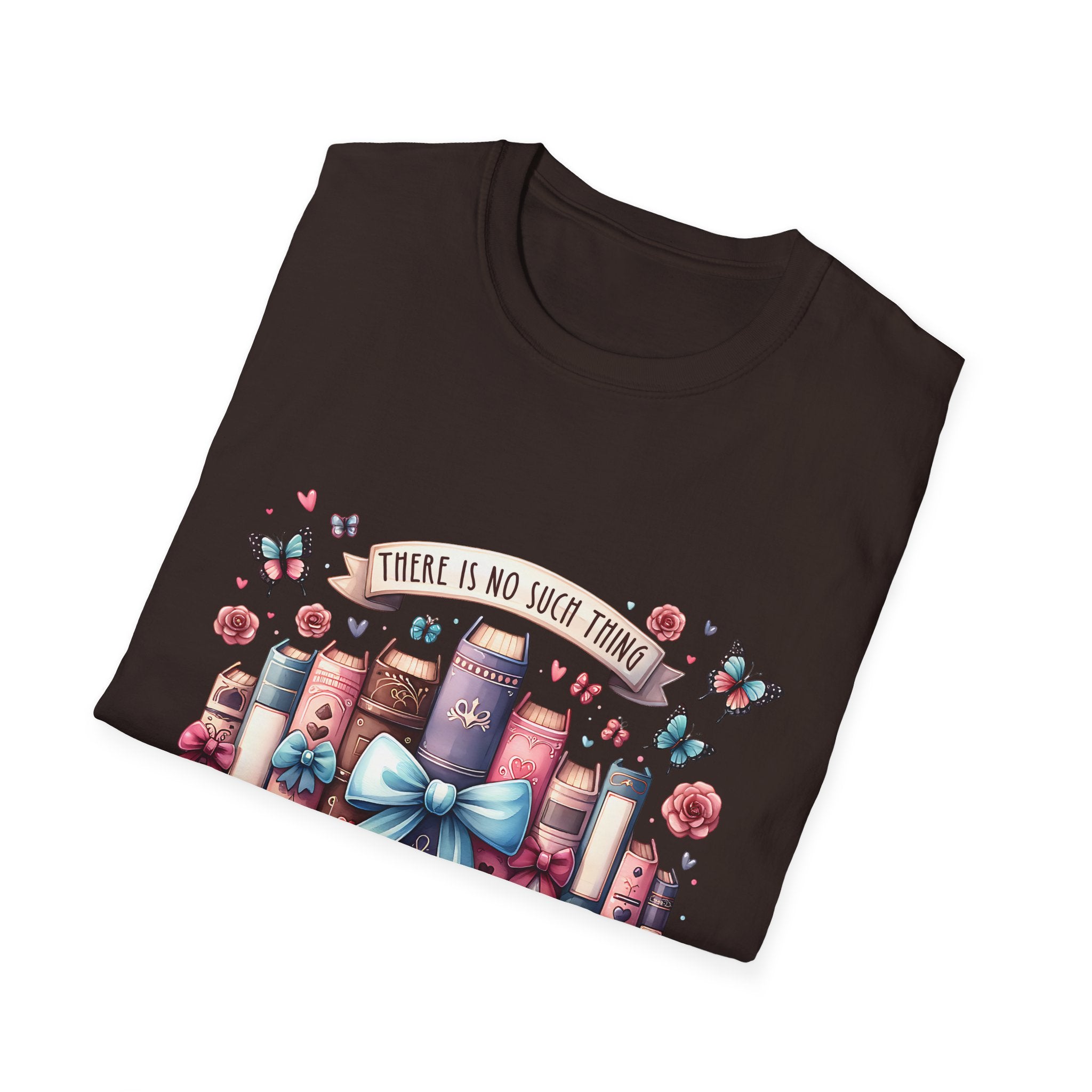Book Lover T-Shirt — "There Is No Such Thing As Too Many Books" Illustrated Stack Design