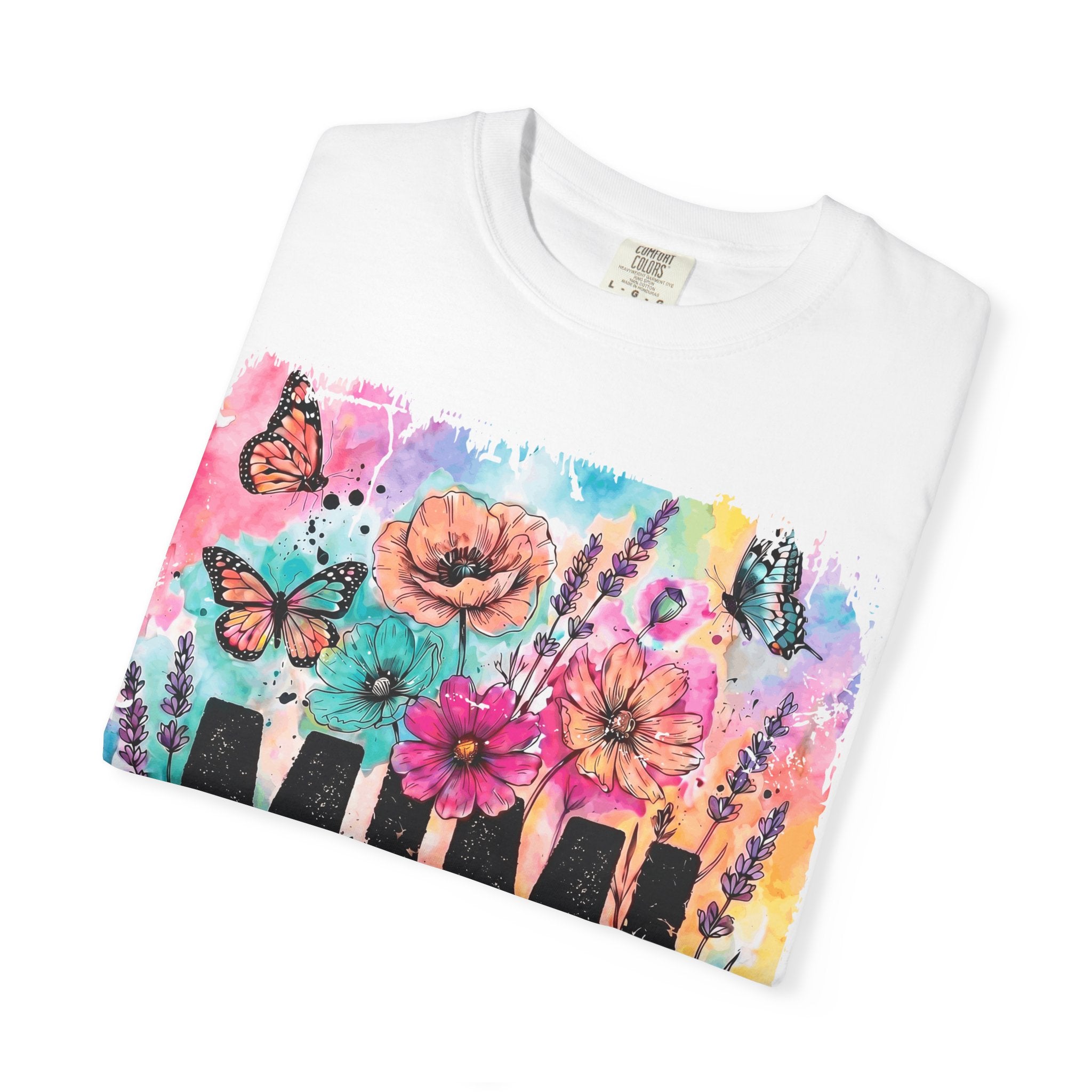 MIMI Floral Butterflies T-Shirt — Colorful Watercolor Garden Tee