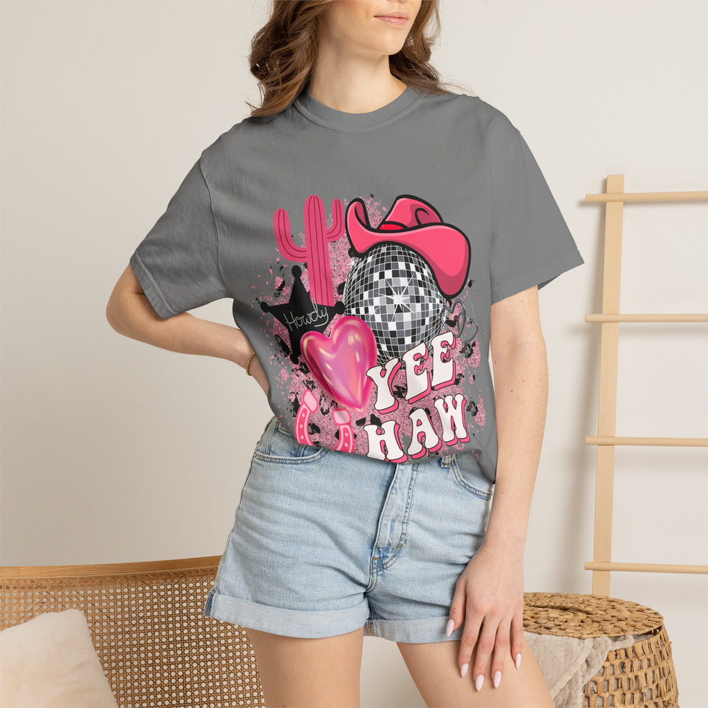 Yee Haw Pink Cowboy Graphic T-Shirt