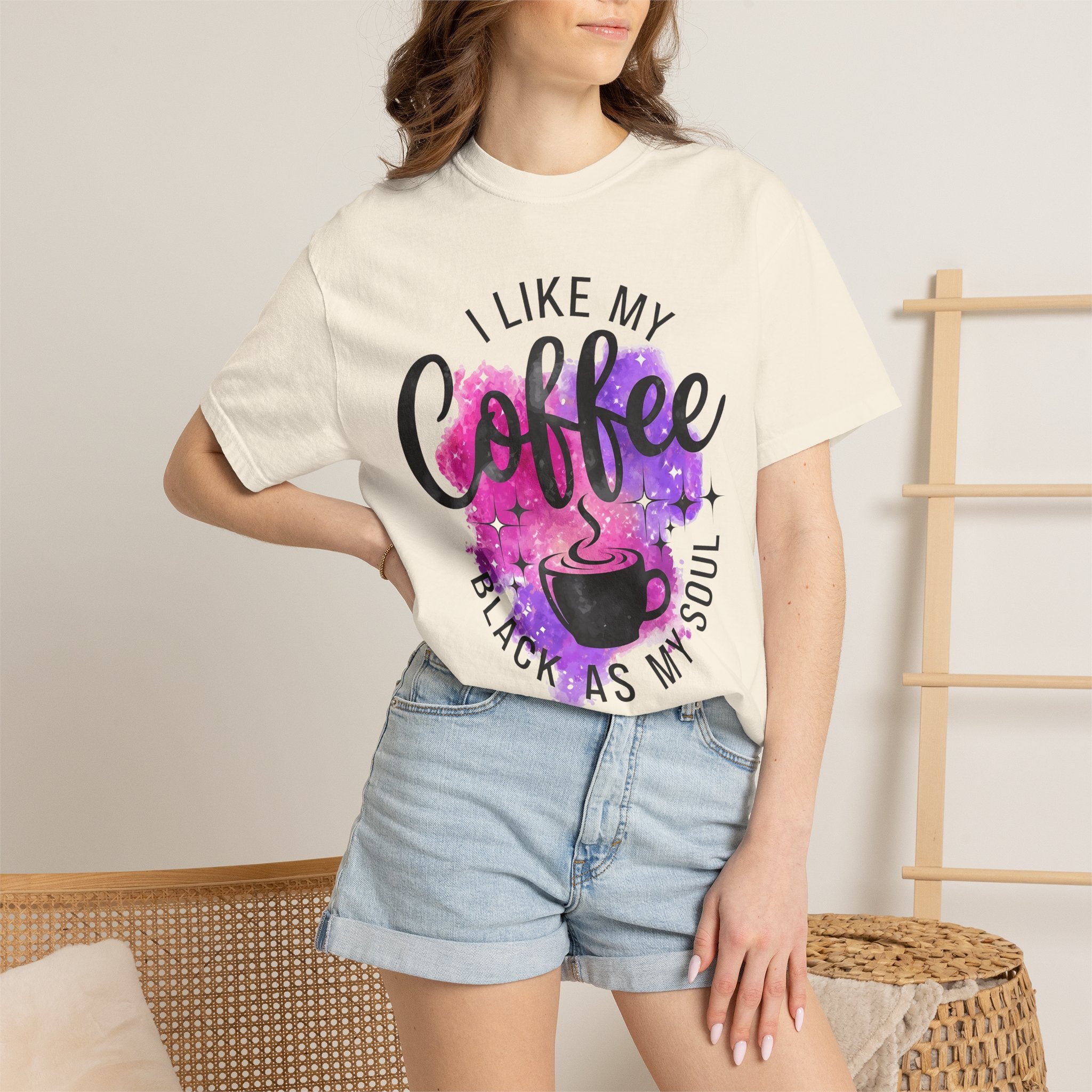 I Like My Coffee Black As My Soul T-Shirt — Funny Coffee Quote Tee