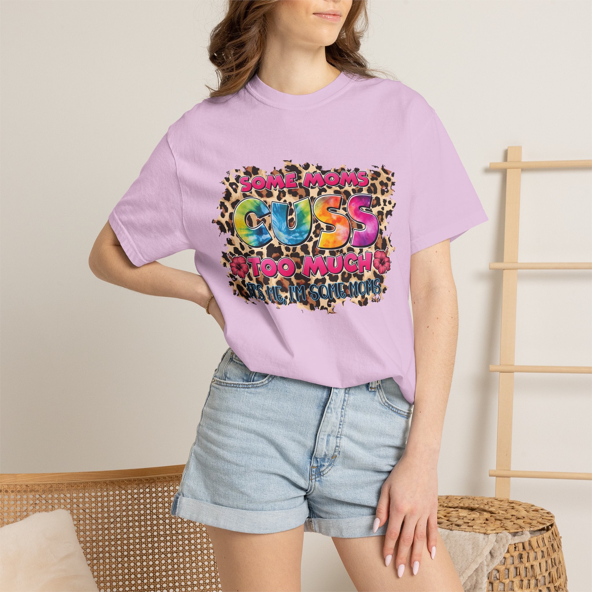 Graphic T-Shirt — "Some Moms Guess Too Much" Colorful Leopard Print