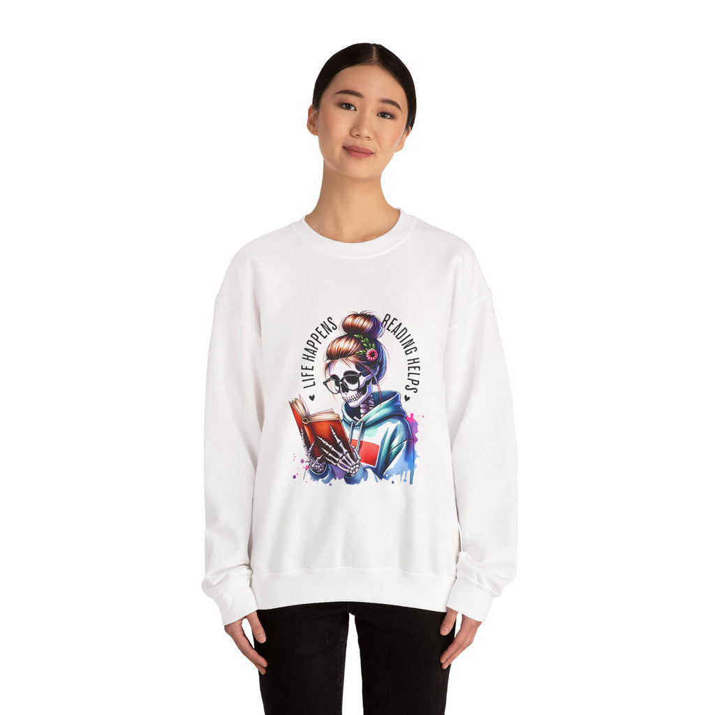 Reading Heals Sweatshirt — Skull Booklover Crewneck