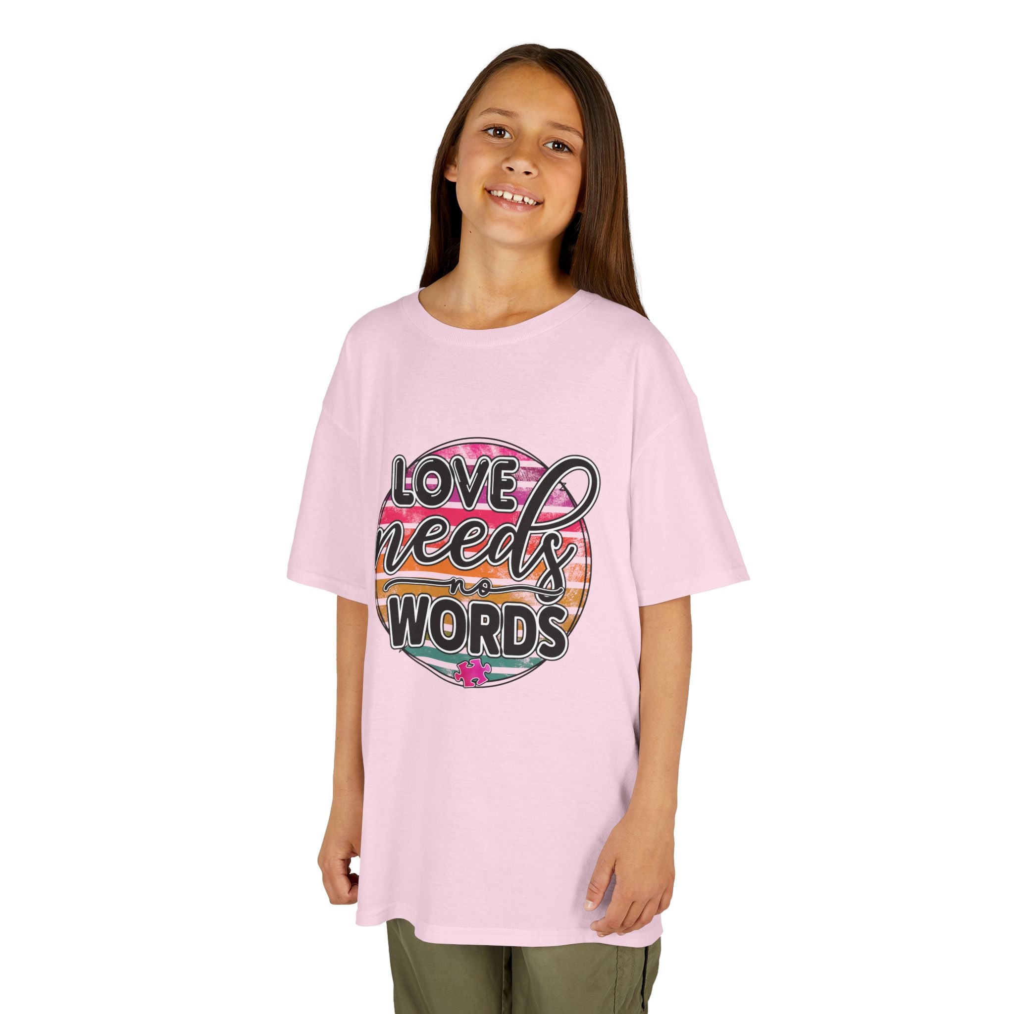 Kids Tee - "Love Needs Words" Colorful Circle Graphic