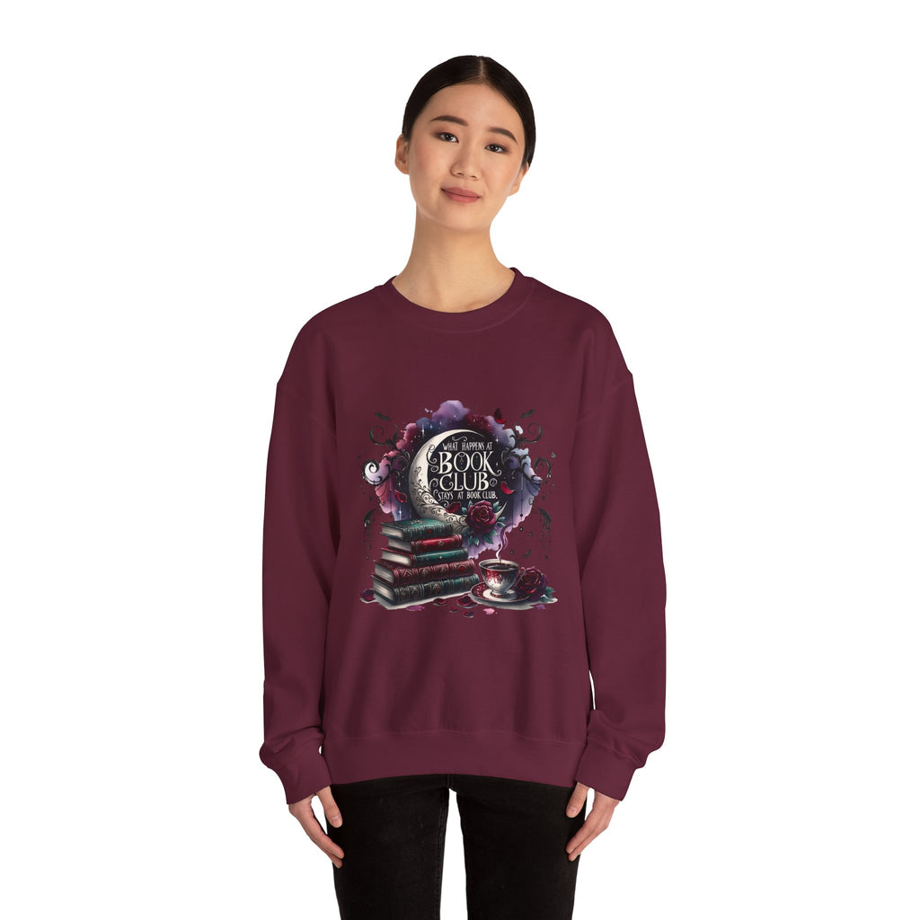 Book Club Crewneck Sweatshirt — Cozy Literary Stack & Tea Design