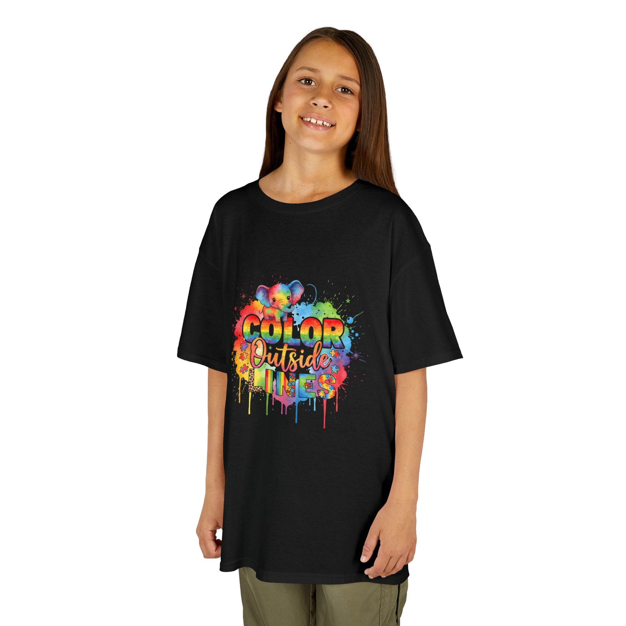Kids T-Shirt — Color Outside the Lines Rainbow Drip Tee