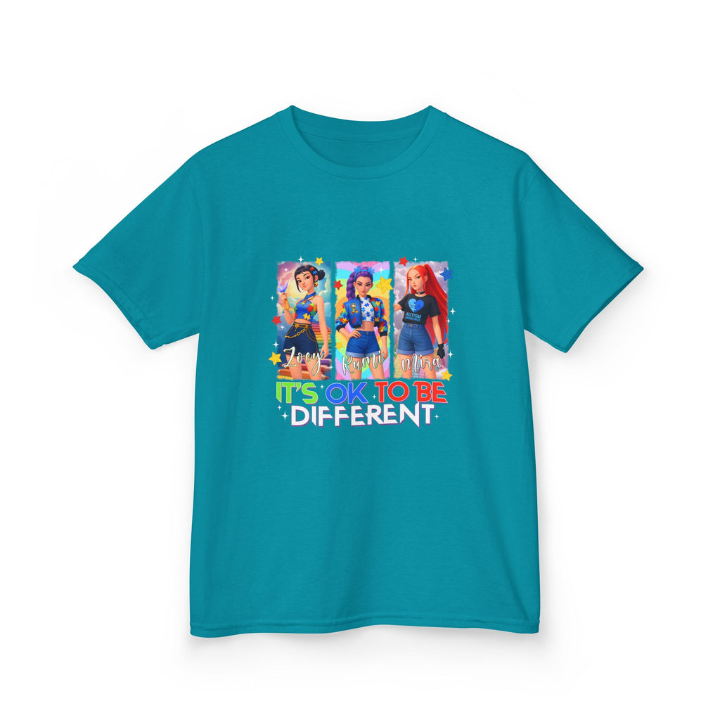 Kids Tee — "It's OK to Be Different" Colorful Pride Graphic