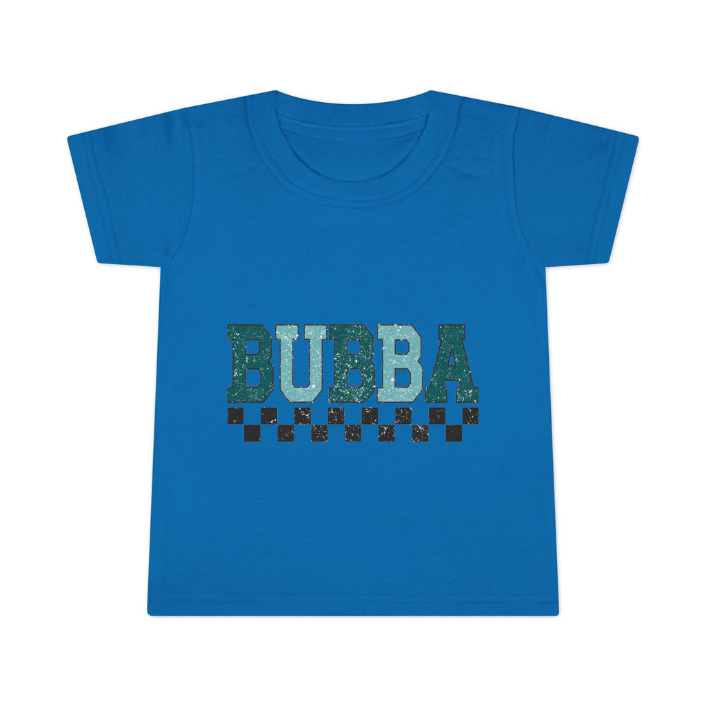Bubba Toddler T-Shirt — Teal Retro Checkered Kids Tee