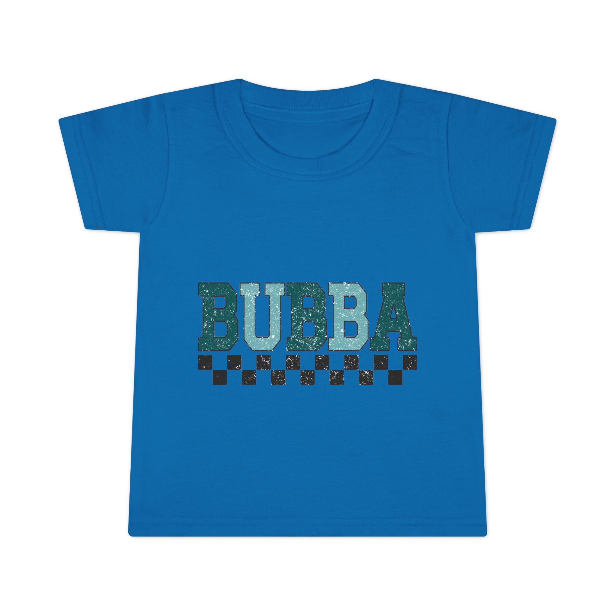 Bubba Toddler T-Shirt — Teal Retro Checkered Kids Tee
