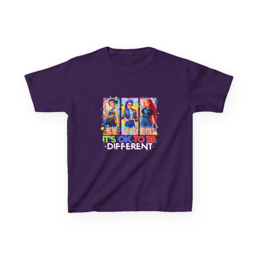 Kids Tee — "It's OK to Be Different" Colorful Pride Graphic