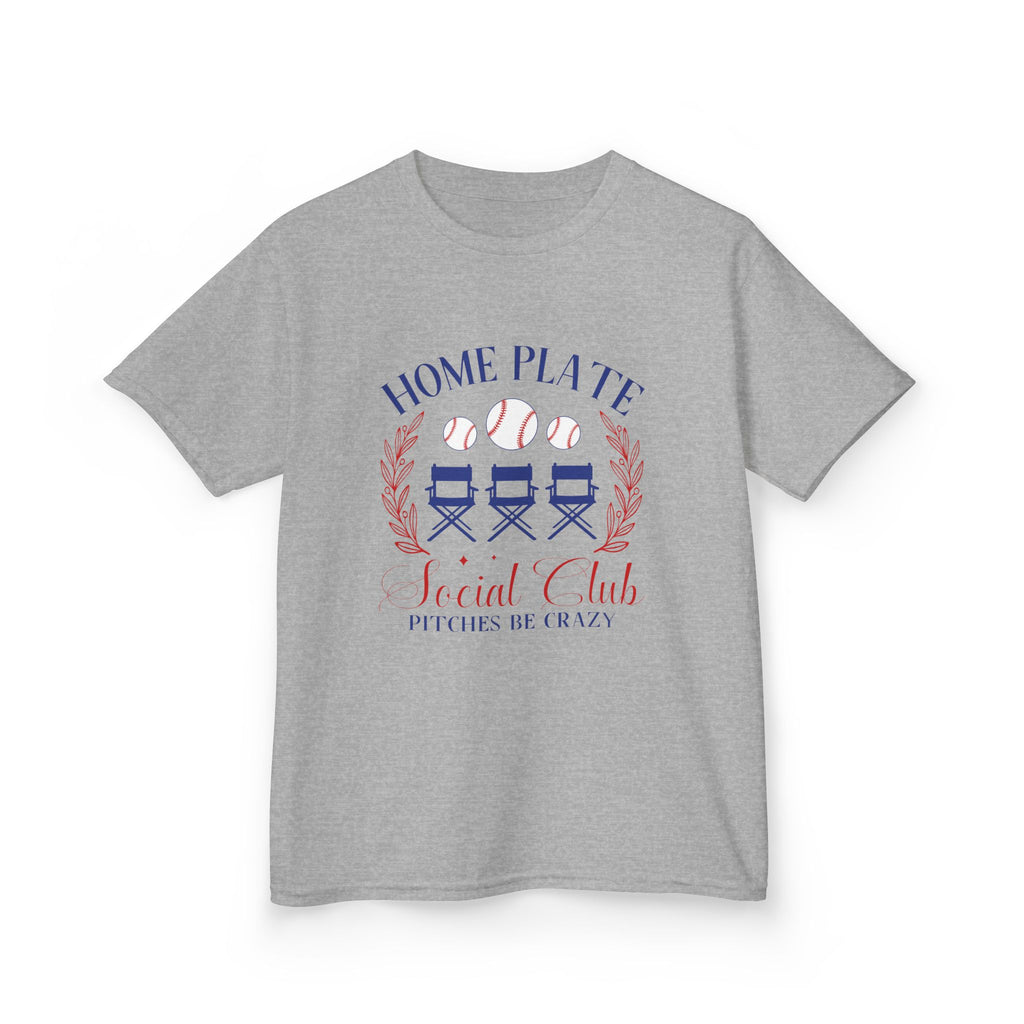 Kids Tee — "Home Plate Social Club" Baseball Shirt (Pitches Be Crazy)