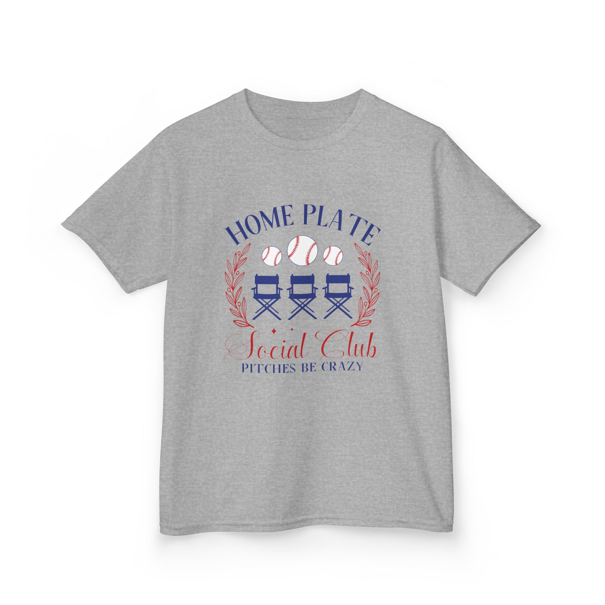 Kids Tee — "Home Plate Social Club" Baseball Shirt (Pitches Be Crazy)