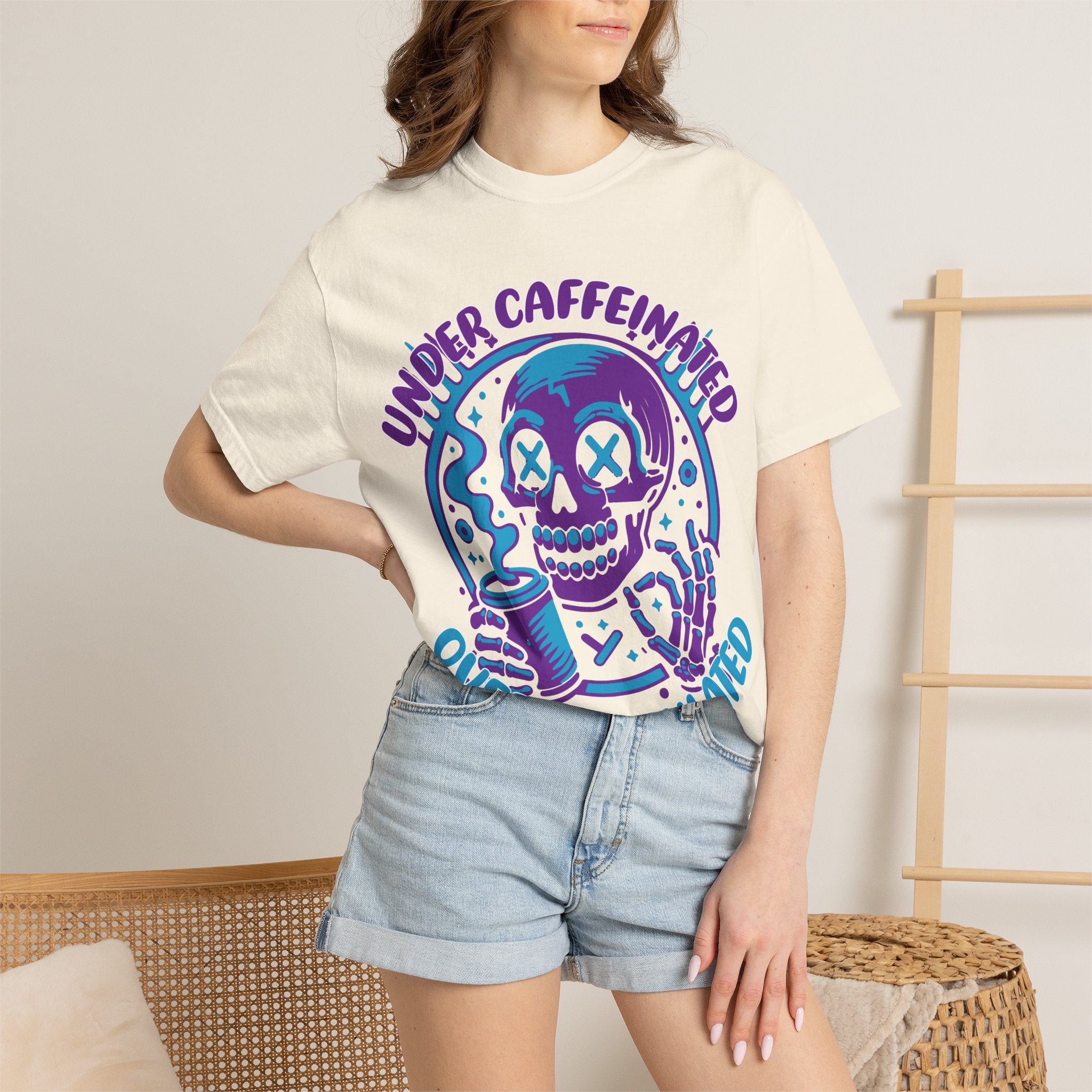 Under Caffeinated Over Stimulated Skull T-Shirt