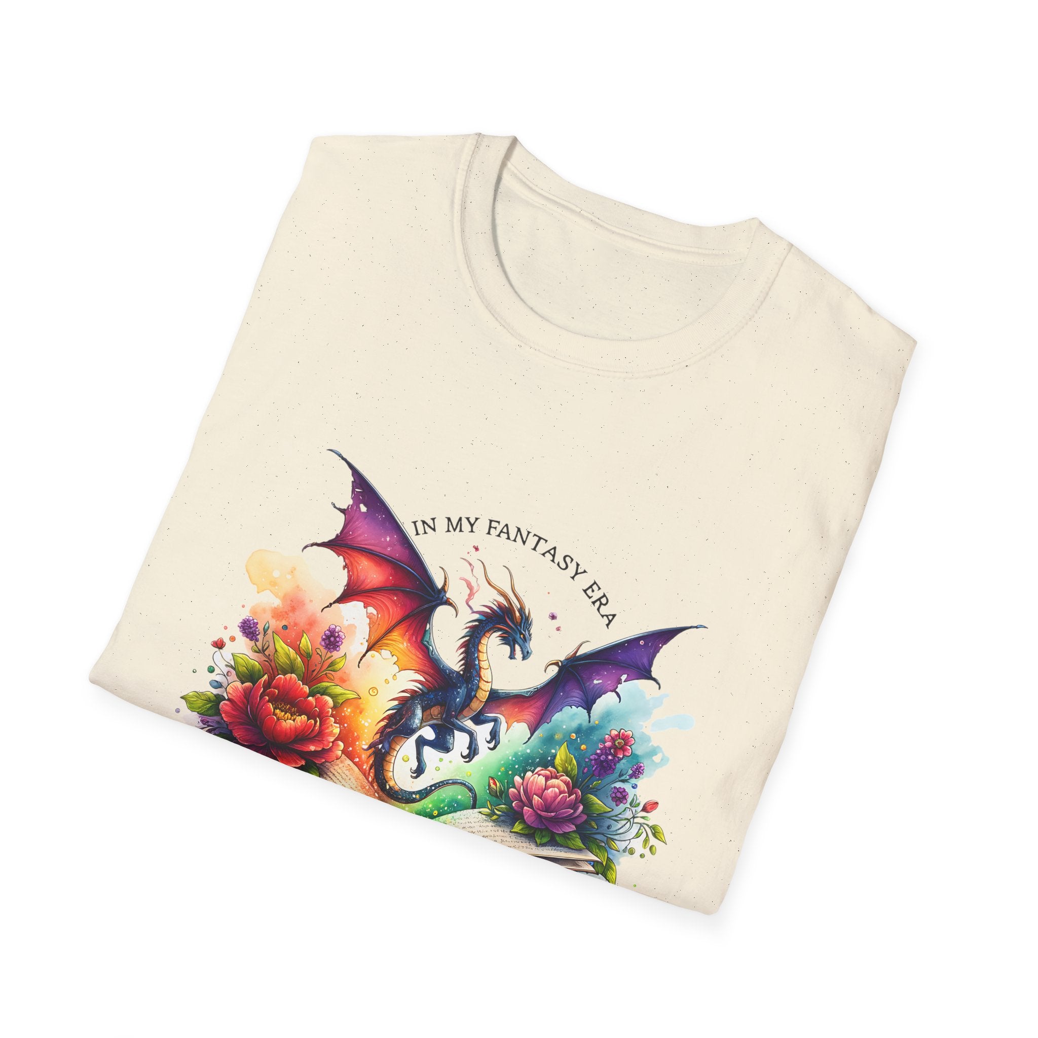 Fantasy Dragon Book T-Shirt — 'Live in My Fantasy' Colorful Storybook Design