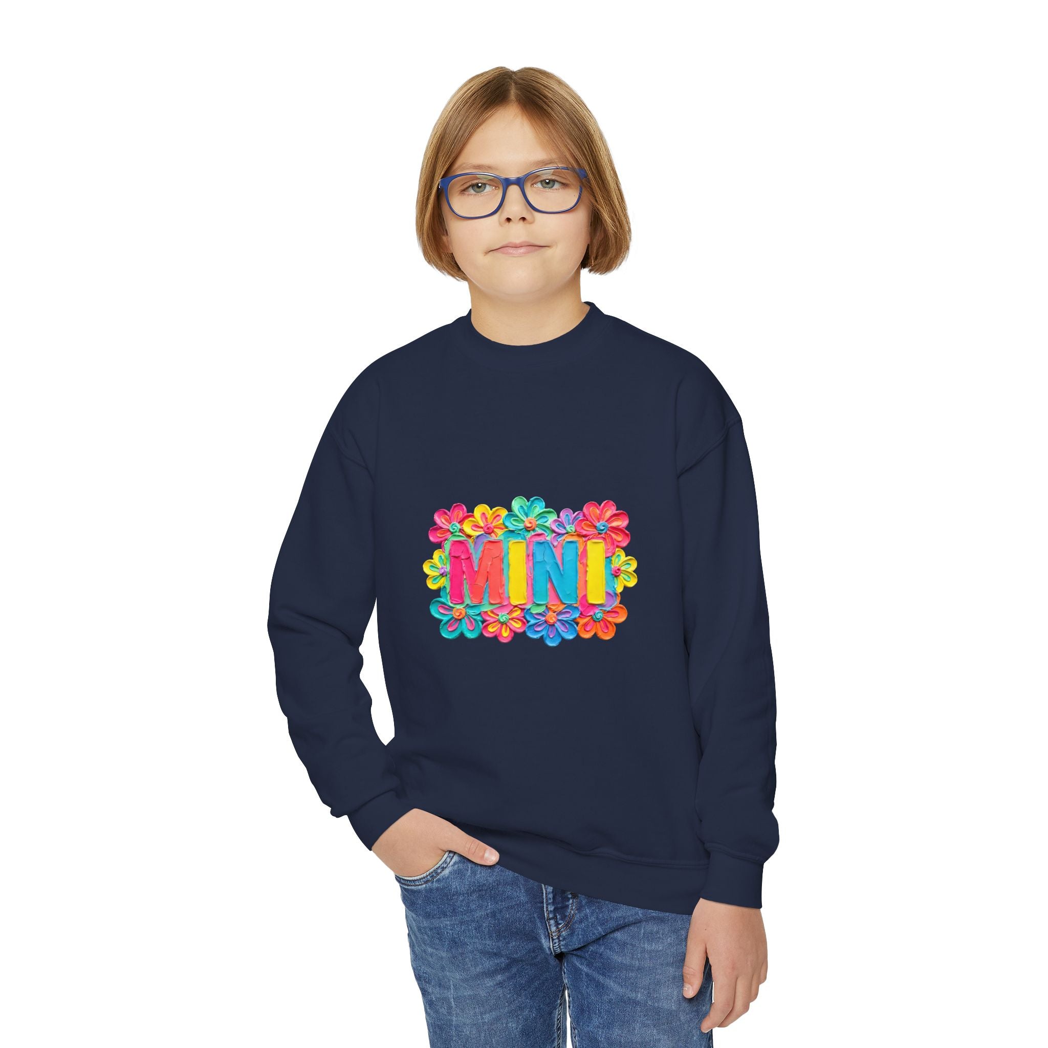 MINI Floral Youth Crewneck Sweatshirt — Colorful Hawaiian Flower Design
