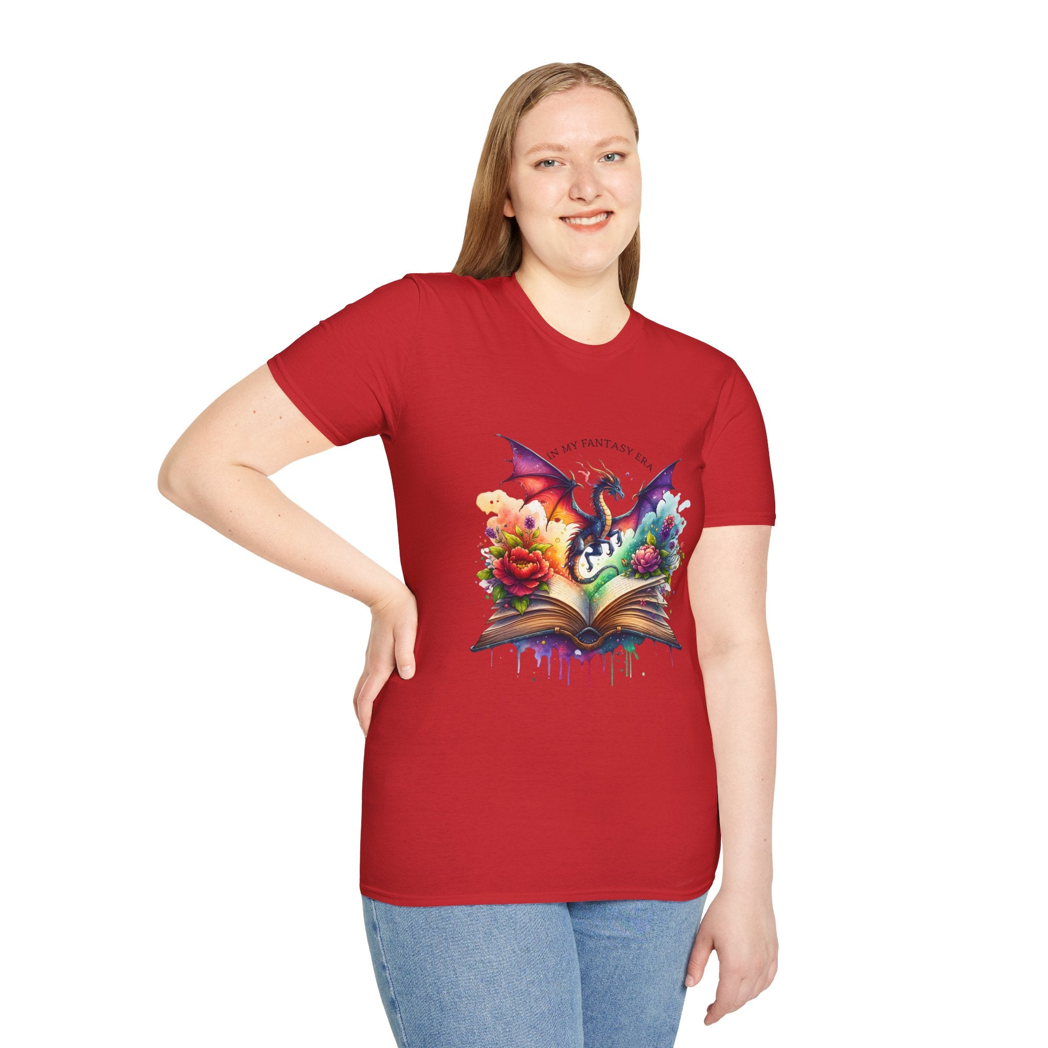 Fantasy Dragon Book T-Shirt — 'Live in My Fantasy' Colorful Storybook Design
