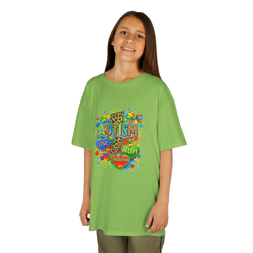 Kids Tee — Colorful Pride & Love Heart Graphic (Love, Accept, Understand)