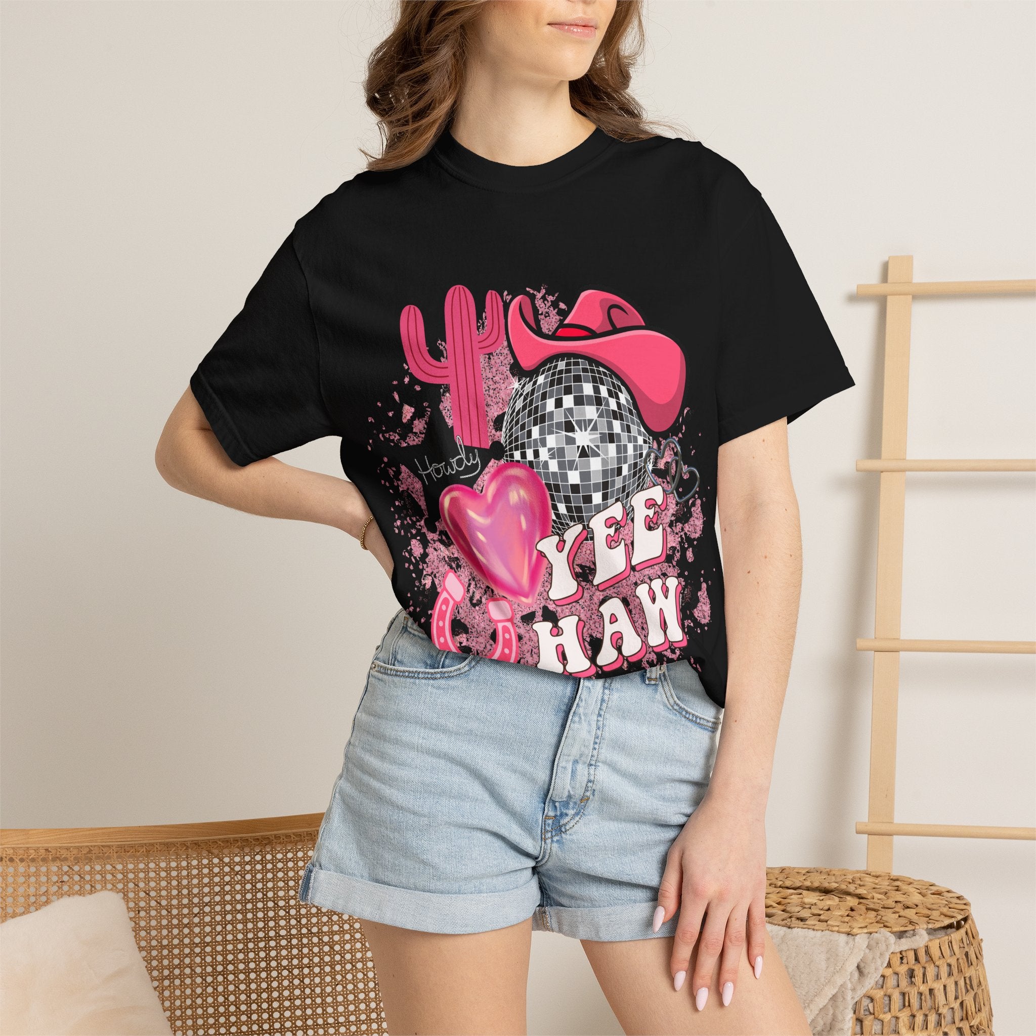 Yee Haw Pink Cowboy Graphic T-Shirt