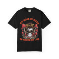 Skull & Mushrooms Graphic T-Shirt — "My Hair Is Mess To Match My Life"