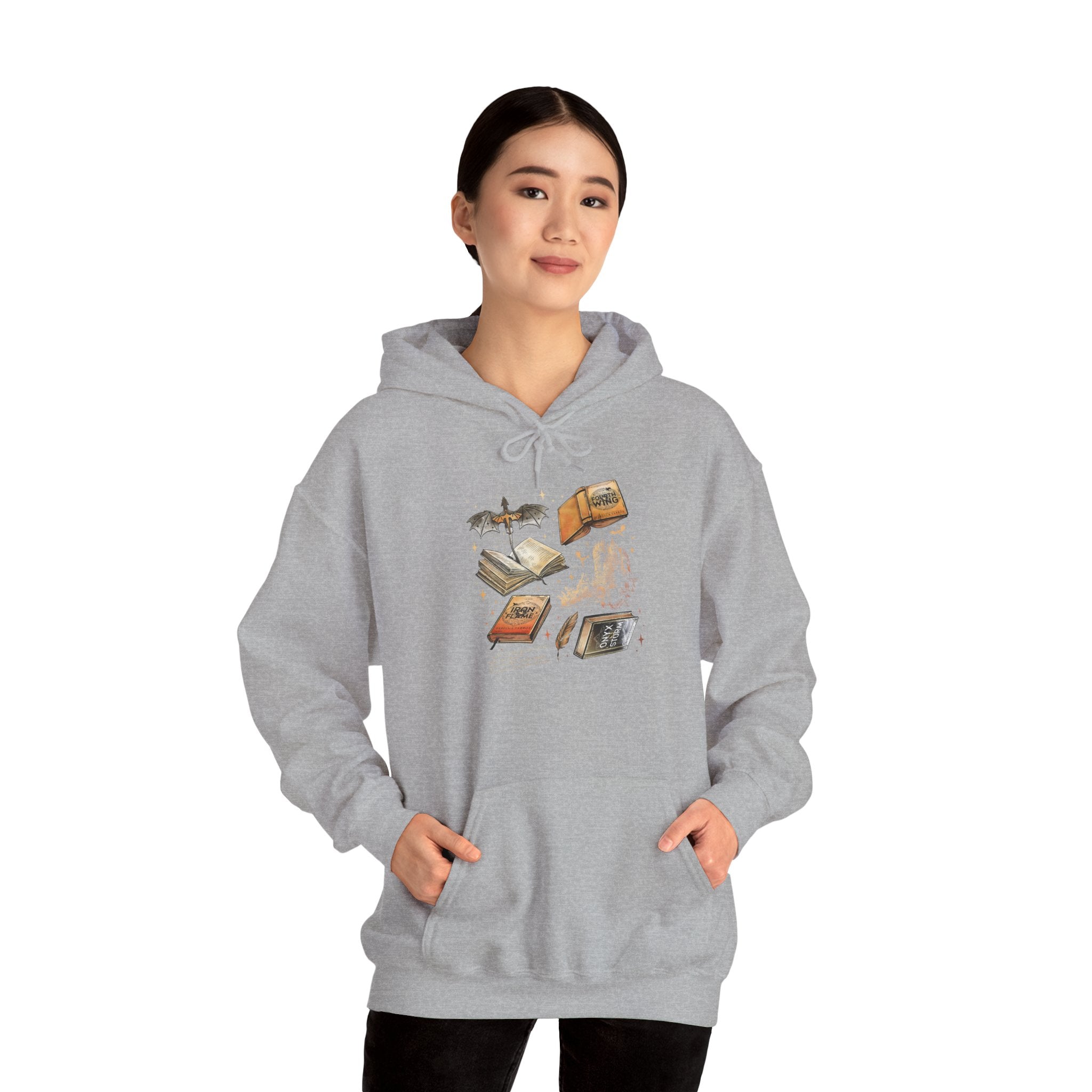 Bookish Bat Hoodie — Vintage Flying Books Graphic Pullover
