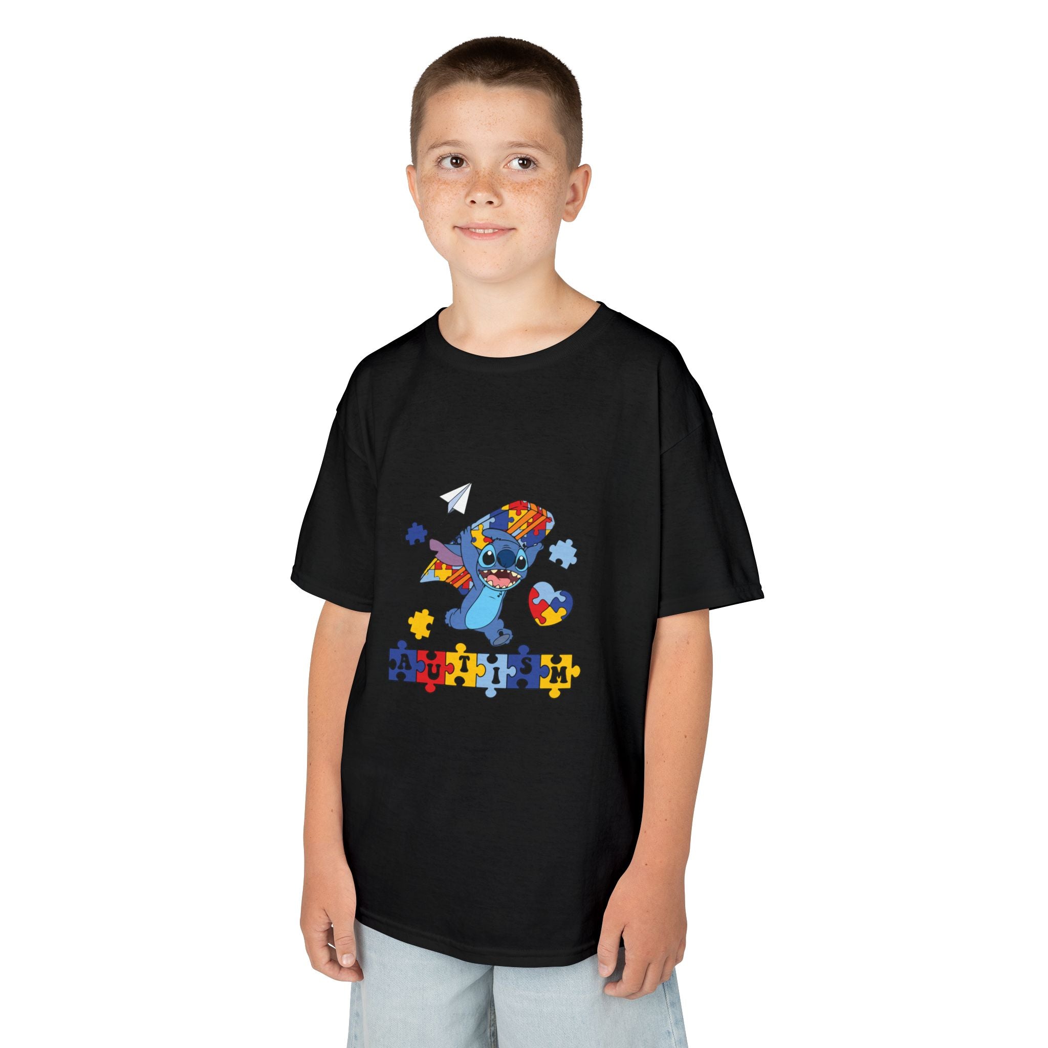 Kids Tee — Colorful Autism Puzzle Heart Design (Autism Awareness)