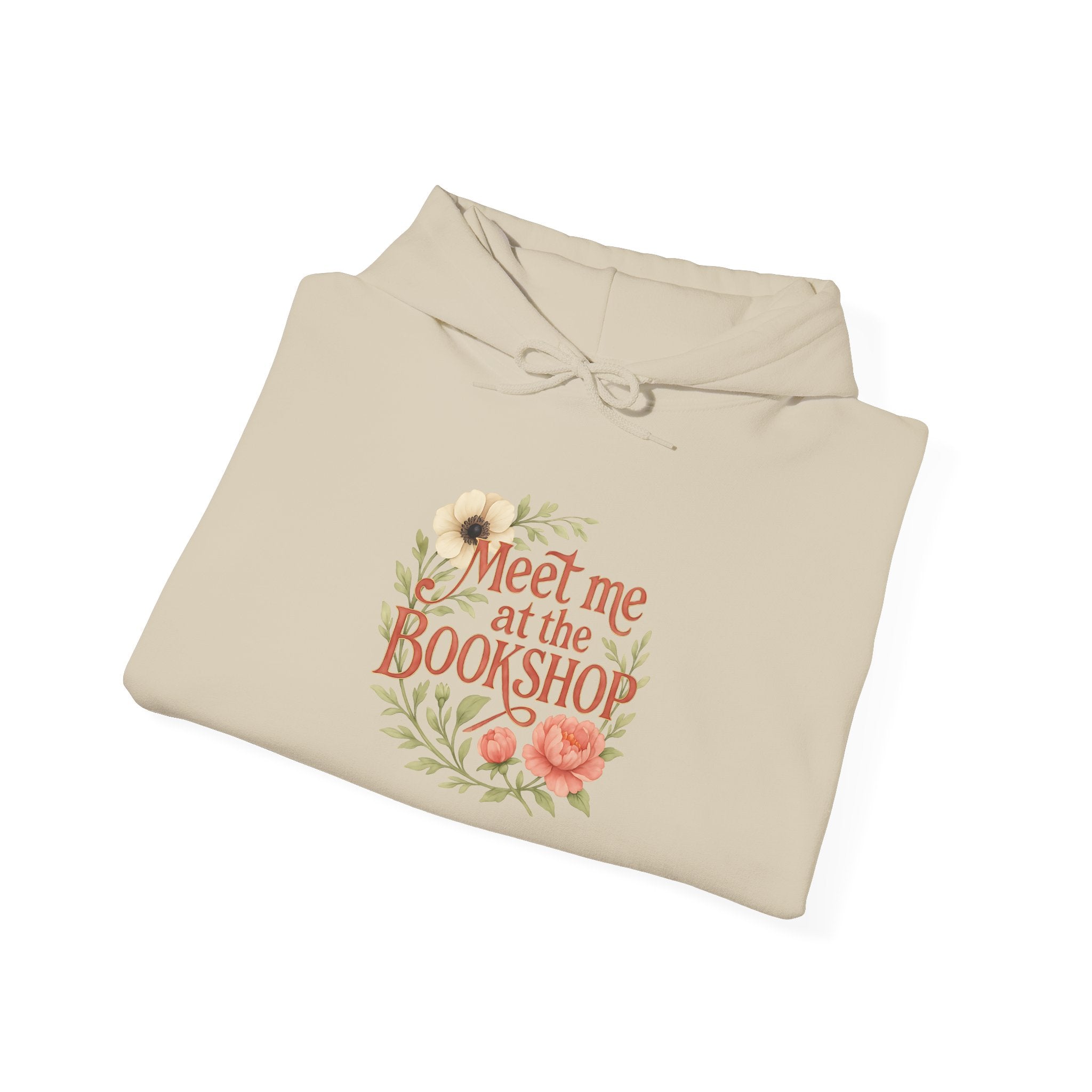 Bookshop Hoodie — "Meet Me at the Bookshop" Floral Reading Sweatshirt