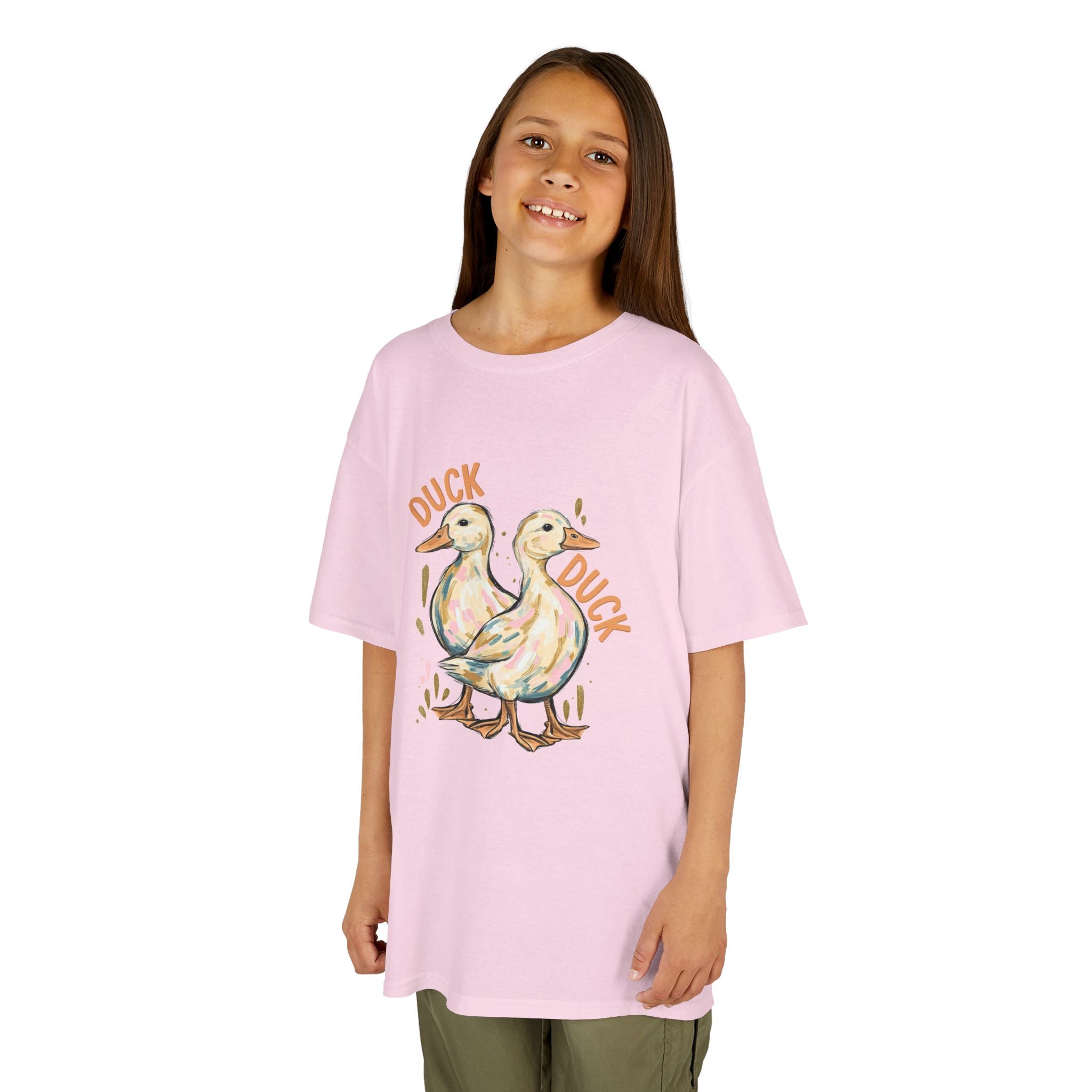 Kids Tee — Cute Duck & Goose Illustration ("Duck Duck" Front, "Goose" Back)