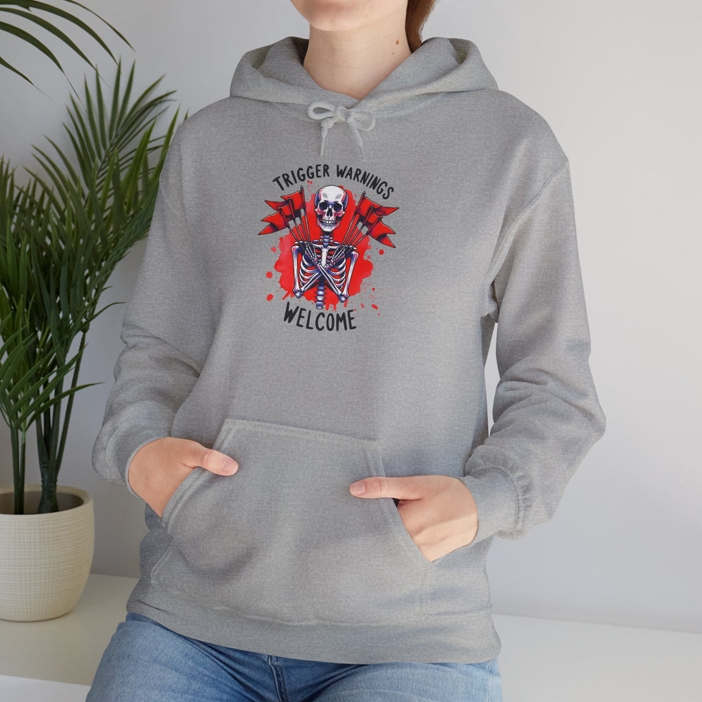 Trigger Warning Skeleton Hoodie - Edgy Skull Graphic Pullover