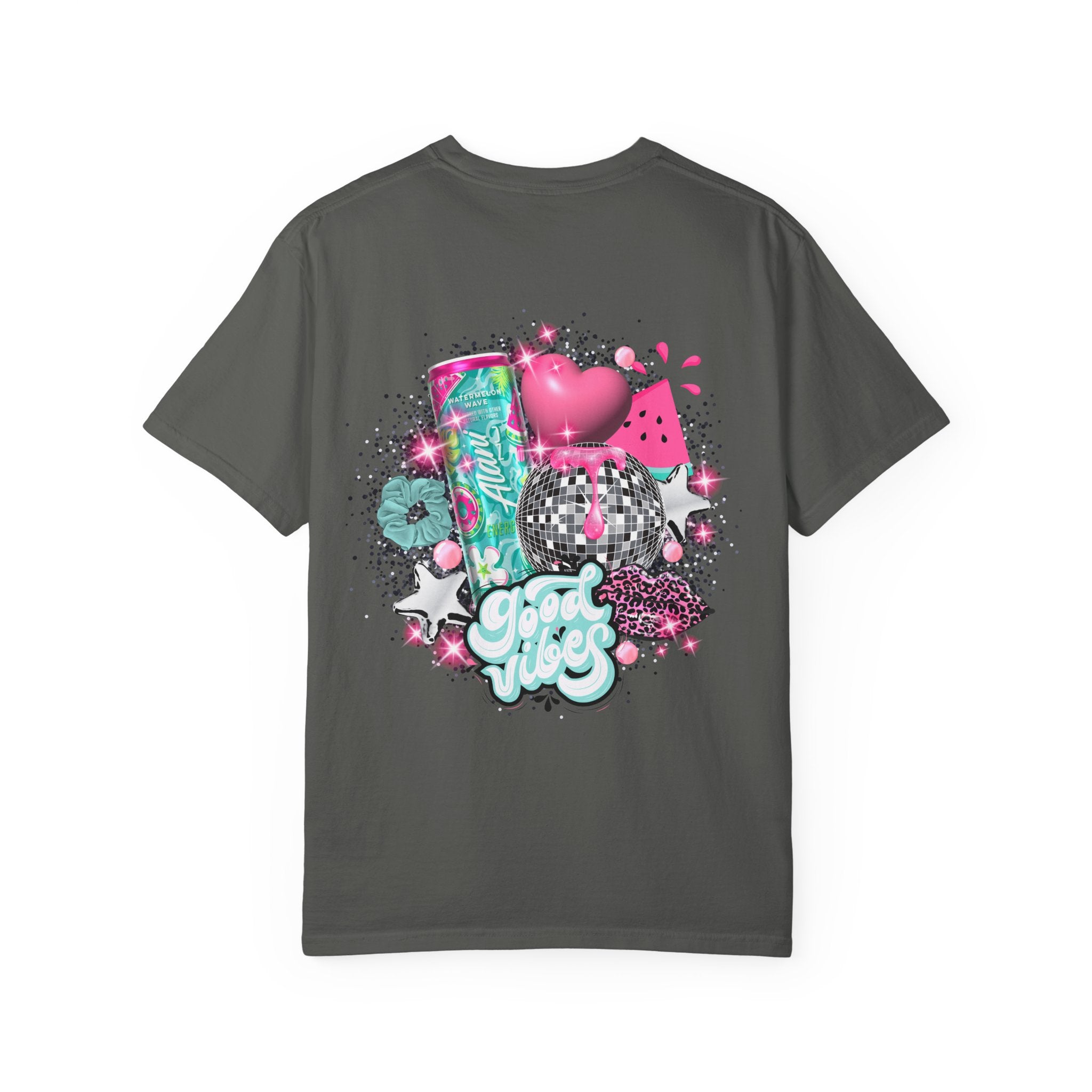 Graphic T-Shirt — Pastel 'Good Vibes' Disco Design (Alami Nu)