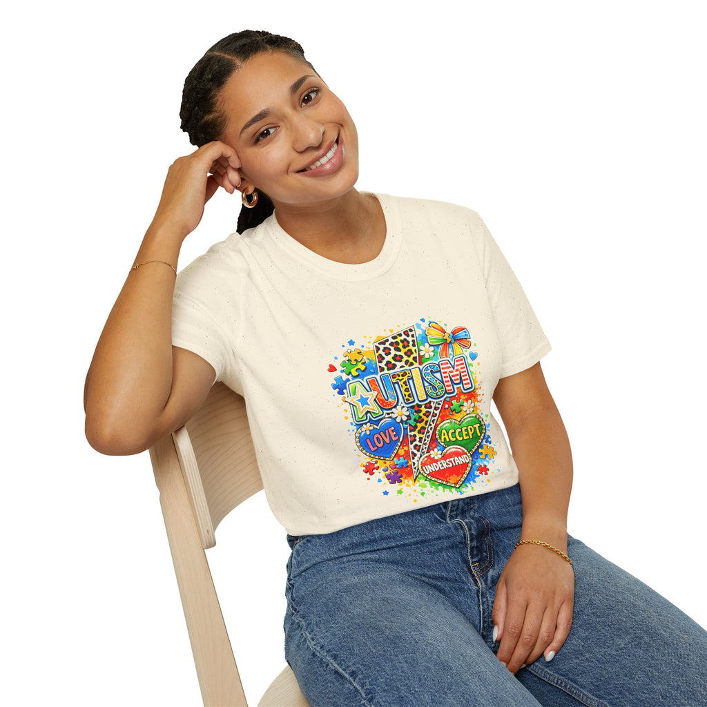 Autism Awareness T-Shirt – Love • Accept • Understand Colorful Puzzle Heart Design