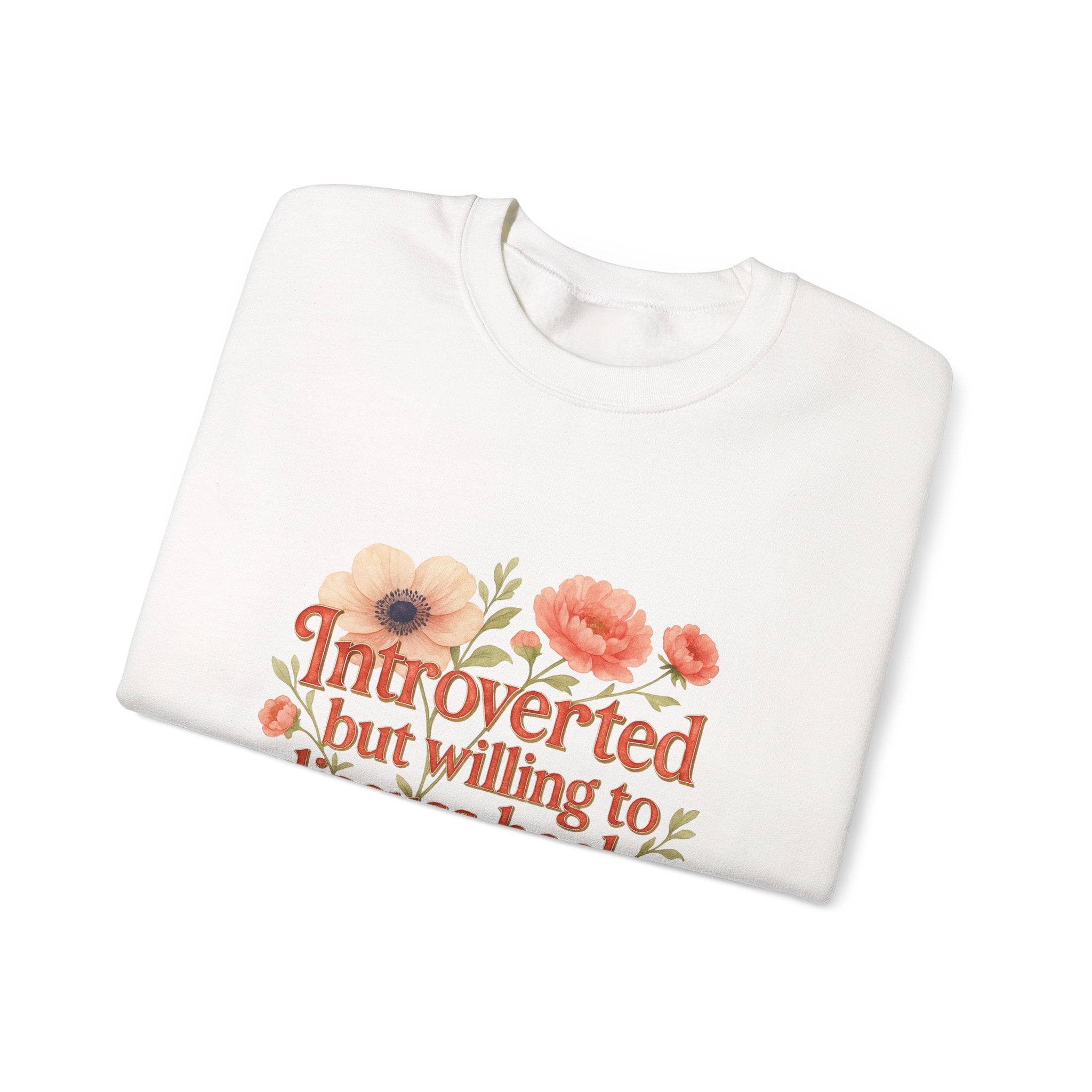 Booklover Sweatshirt — "Introverted but willing to discuss books" Floral Crewneck