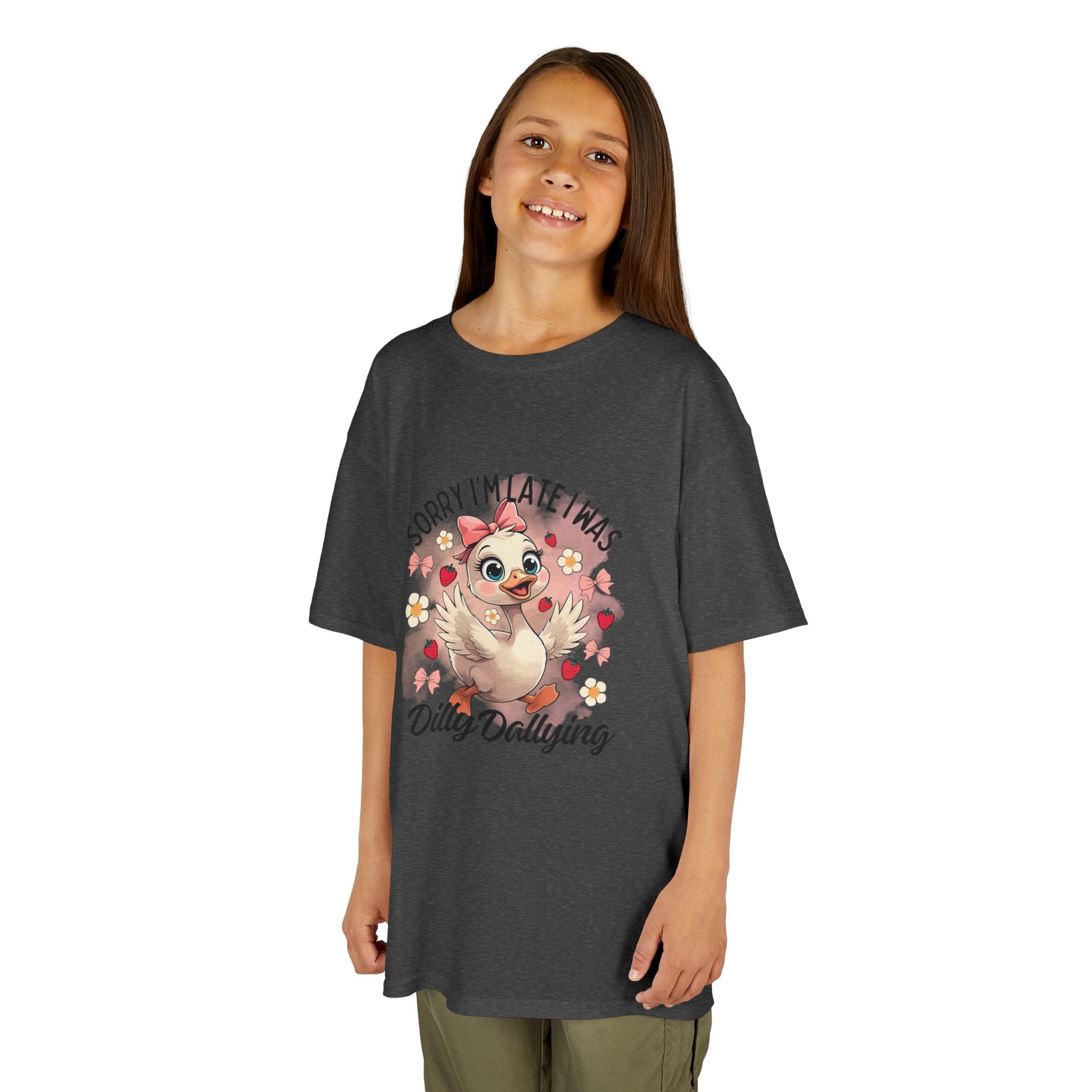 Kids Tee — "Sorry I’m Late I Was Dilly Dallying" Cute Sloth Floral Graphic