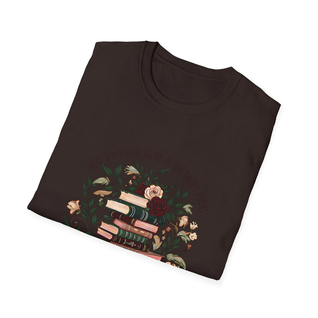 Book Lover Stack T-Shirt — "Books and Tea are My Happy Place" Floral Reading Tee